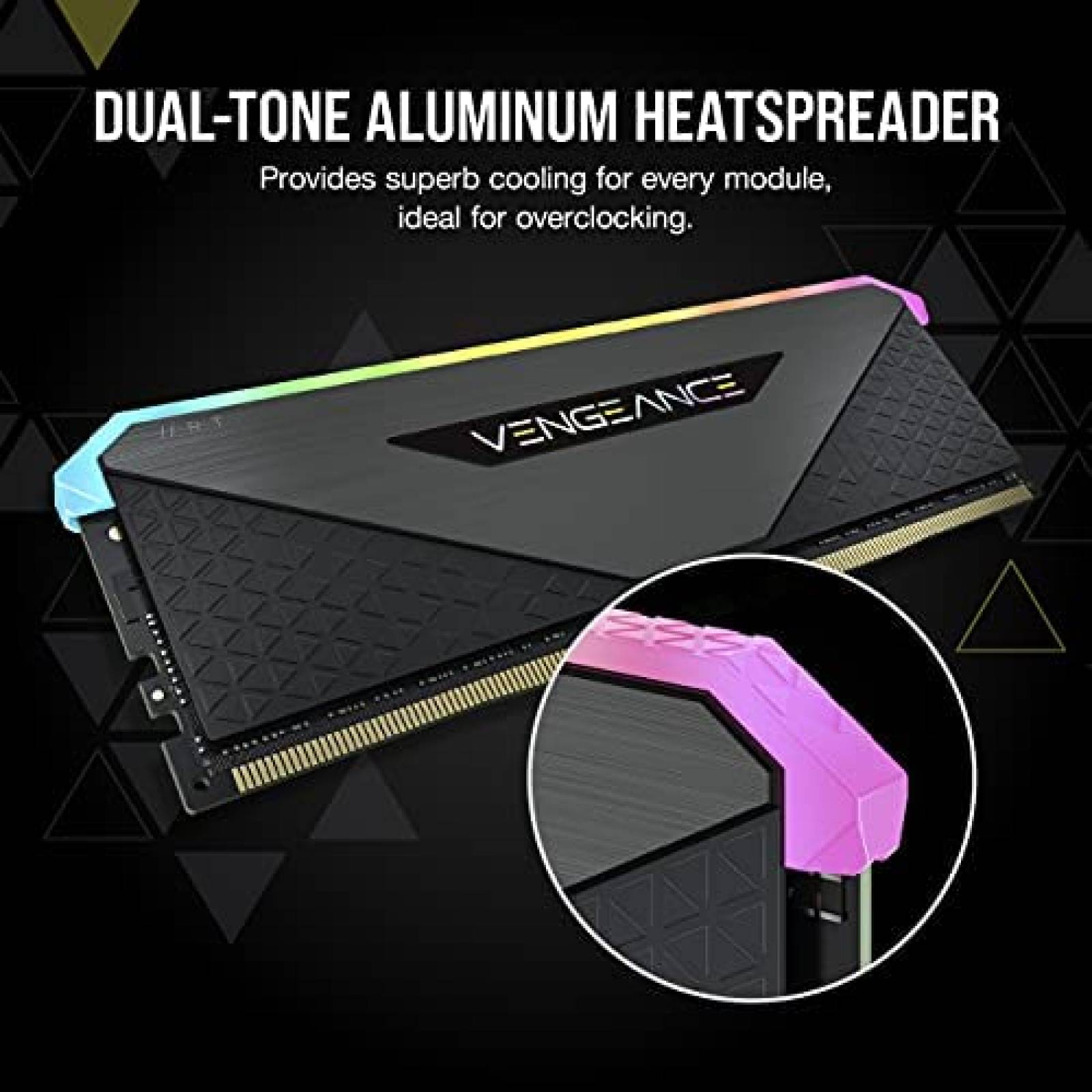 Kit de 4 Memorias RAM Corsair RGB 4x16GB DDR4 -Negro