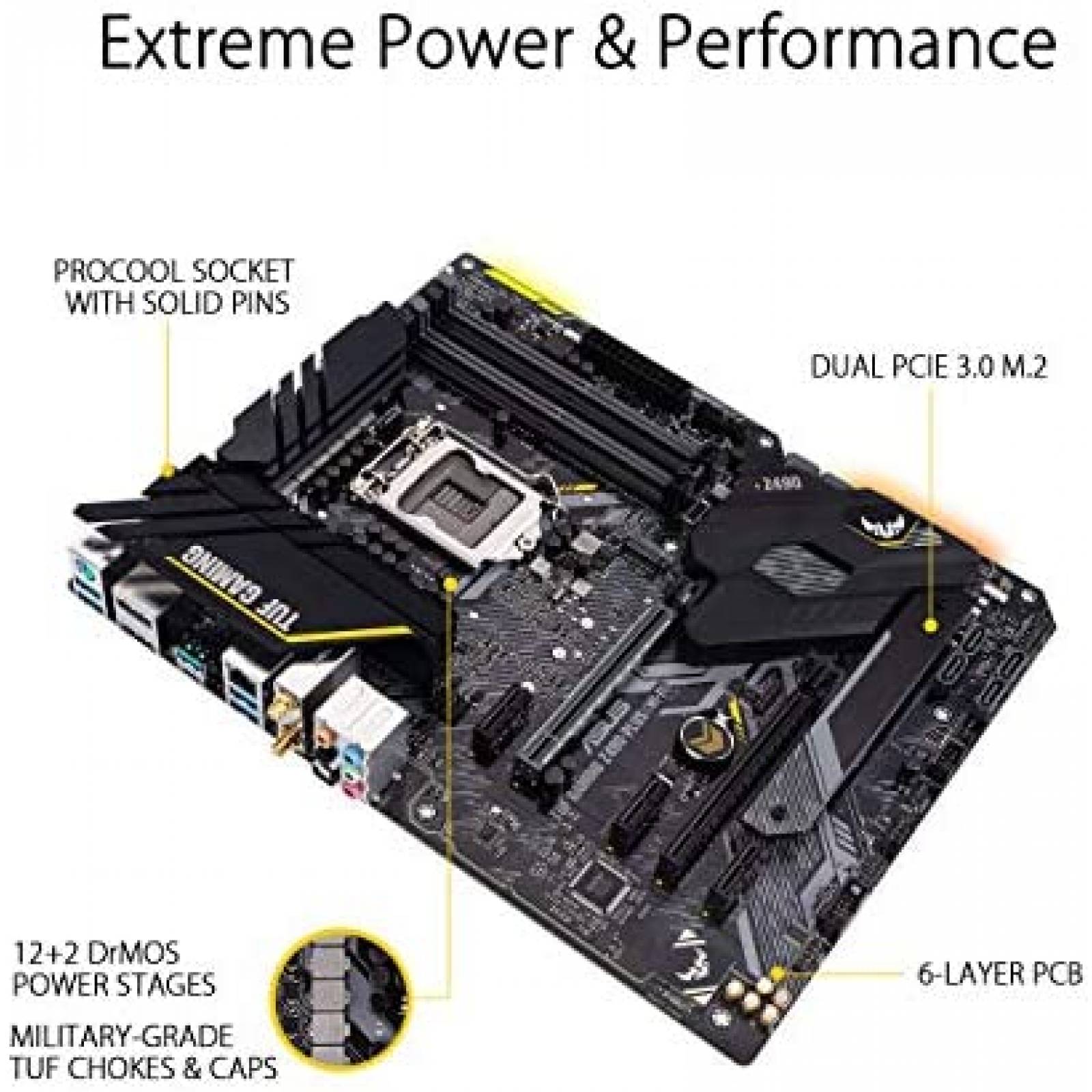 Tarjeta Madre Asus TUF Gaming Z490-Plus LGA 1200 -Negro