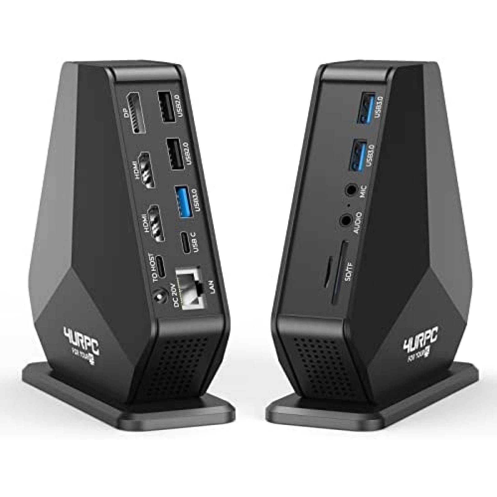 Docking Station 4URPC DSC02 15 en 1 HDMI DP LAN SD TF -Negro