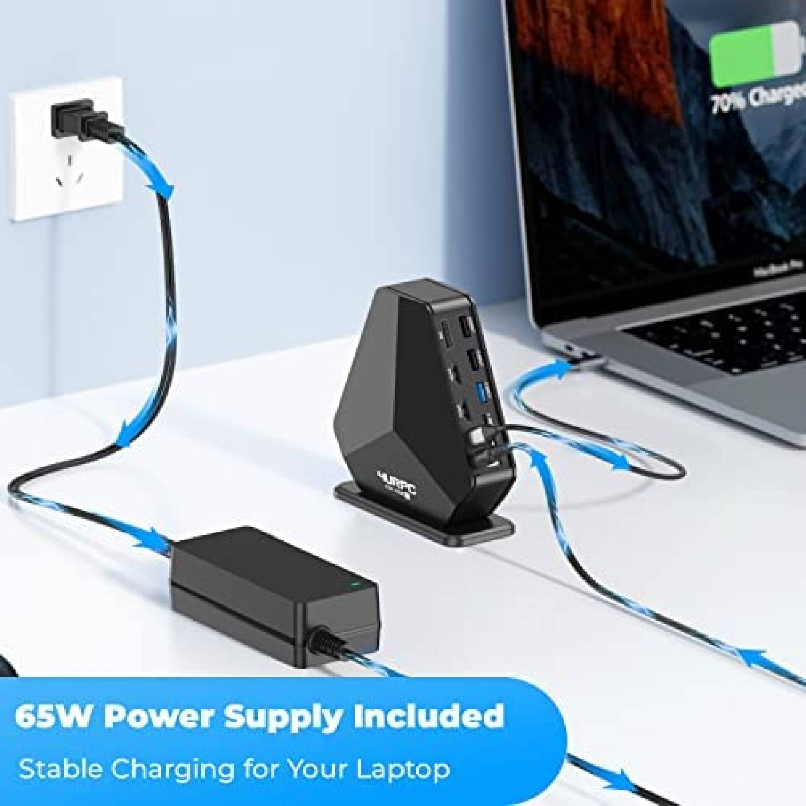 Docking Station 4URPC DSC02 15 en 1 HDMI DP LAN SD TF -Negro