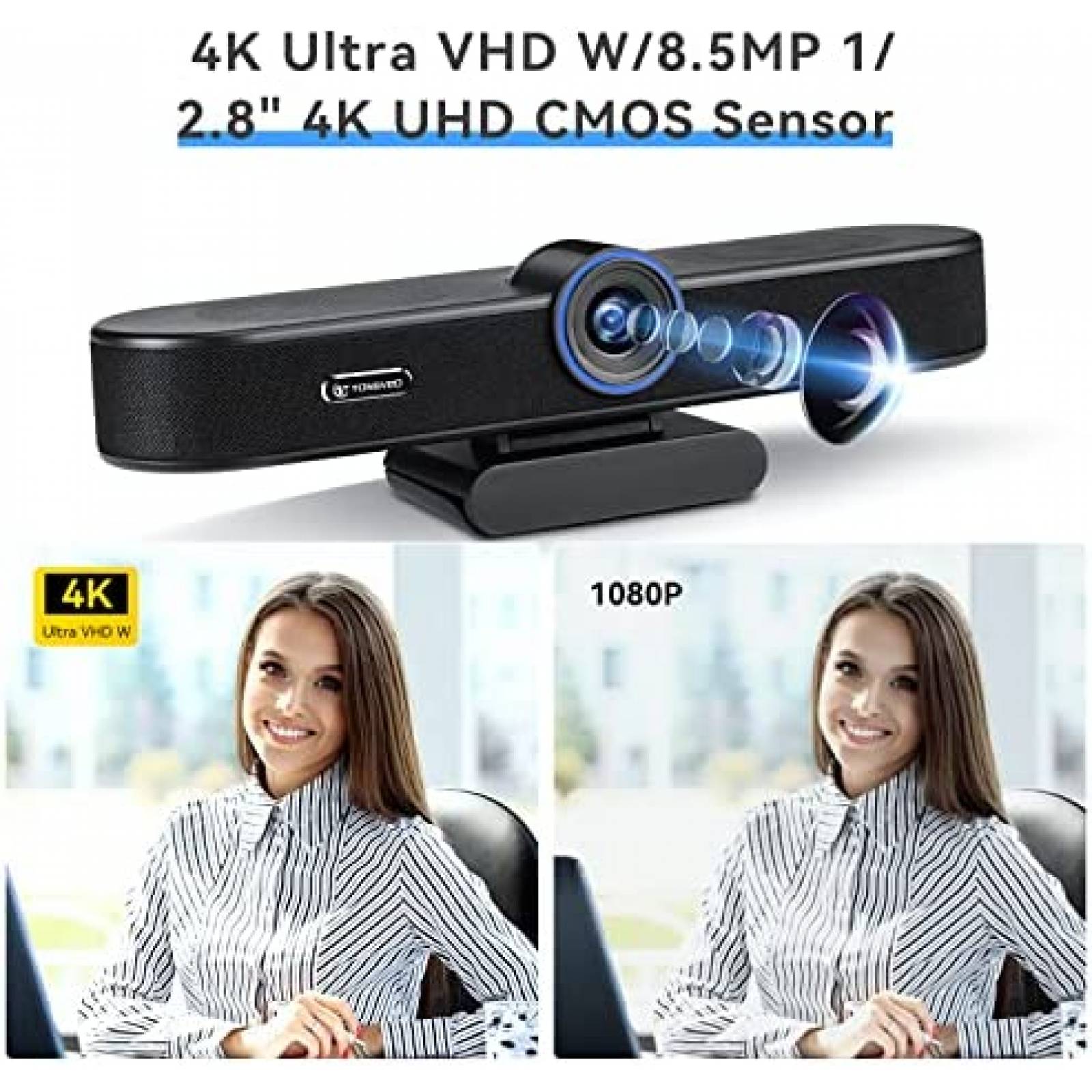 Webcam TONGVEO 5x Digital Zoom con Bocina y Microfono -Negro