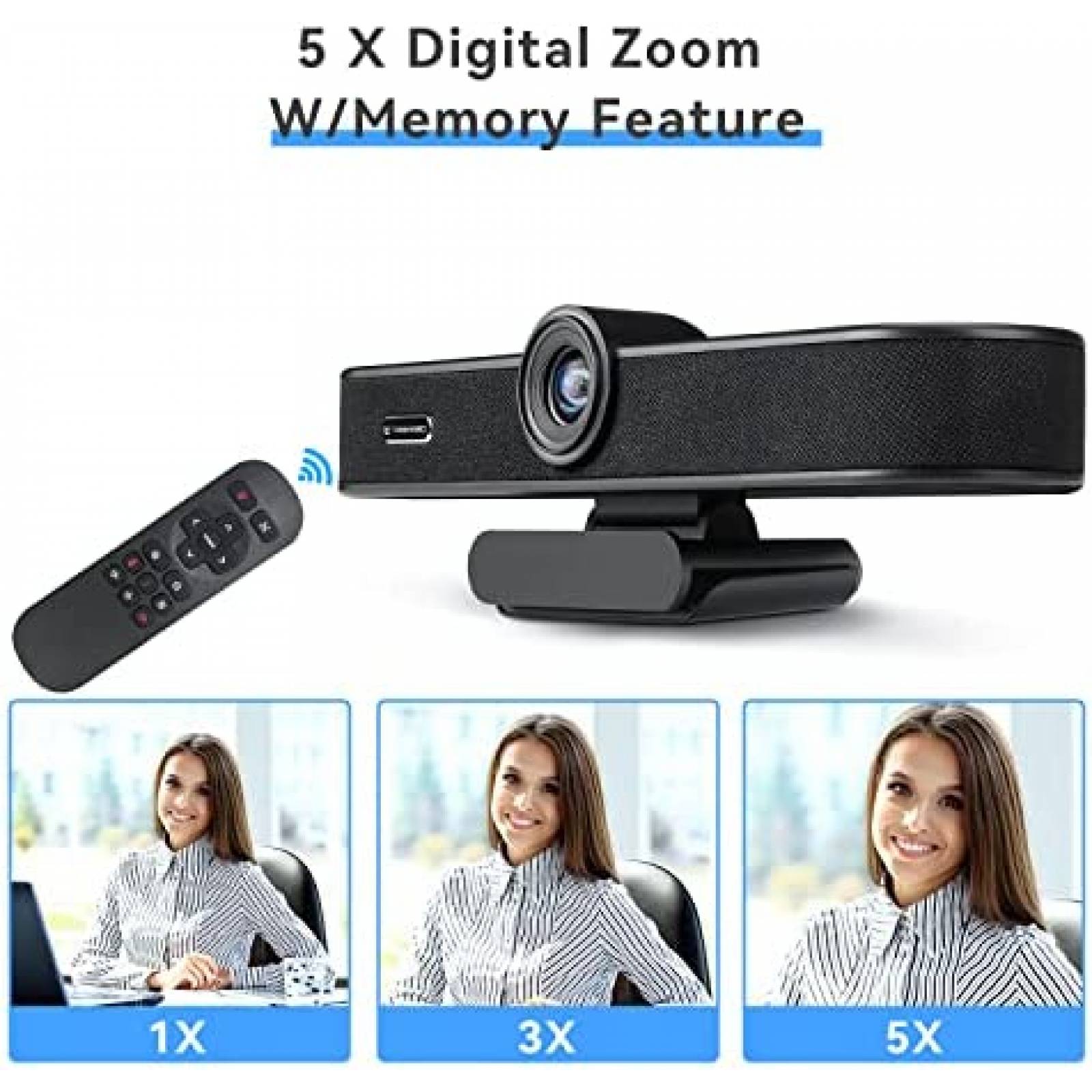 Webcam TONGVEO 5x Digital Zoom con Bocina y Microfono -Negro