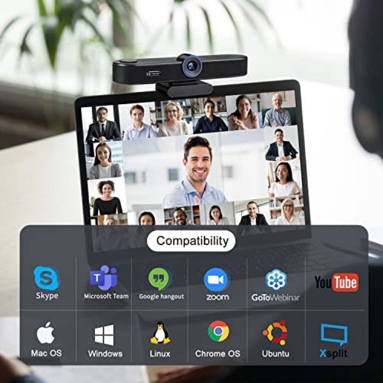 Webcam TONGVEO 5x Digital Zoom con Bocina y Microfono -Negro