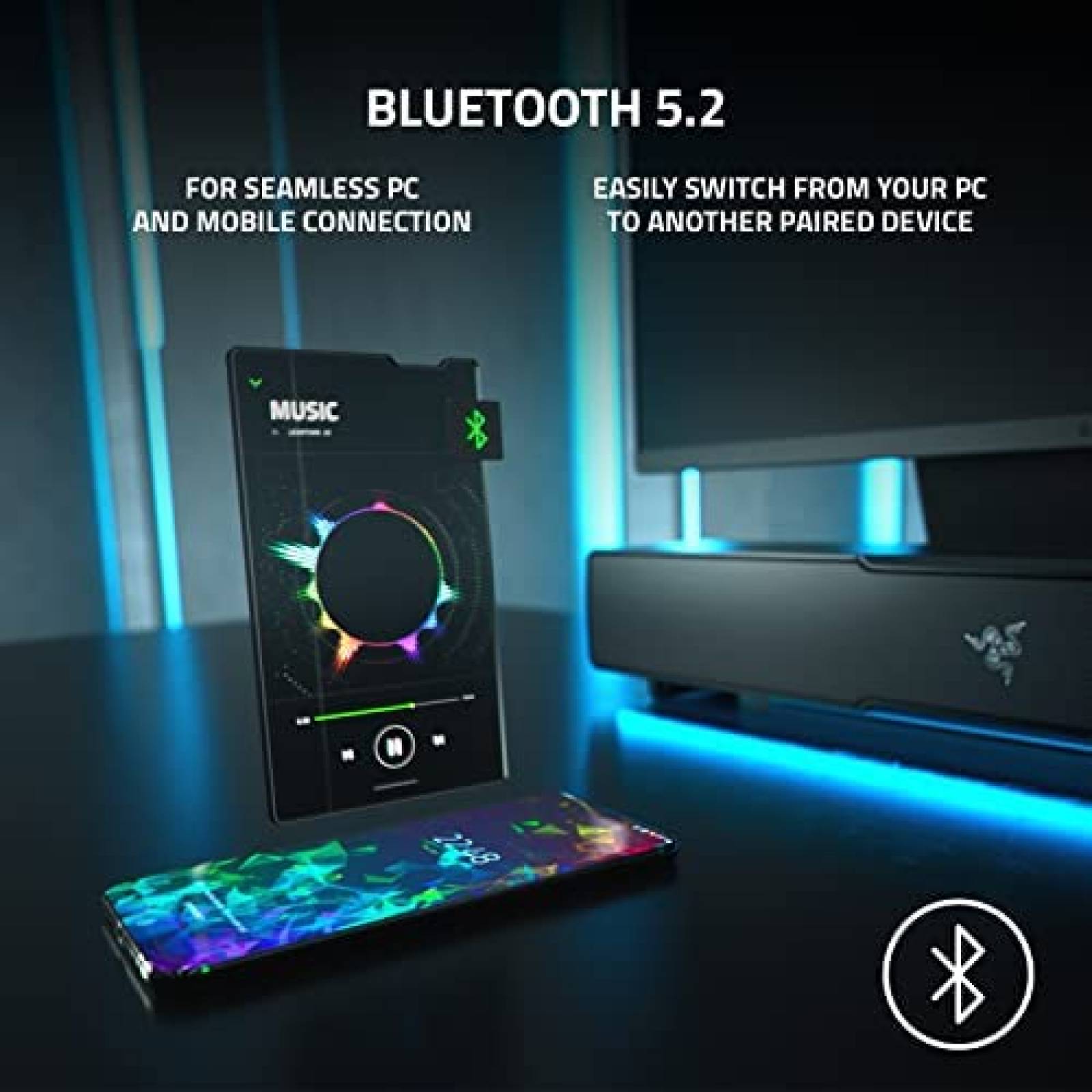 Barra de Sonido Gaming Razer Leviathan V2 + Subwoofer -RGB