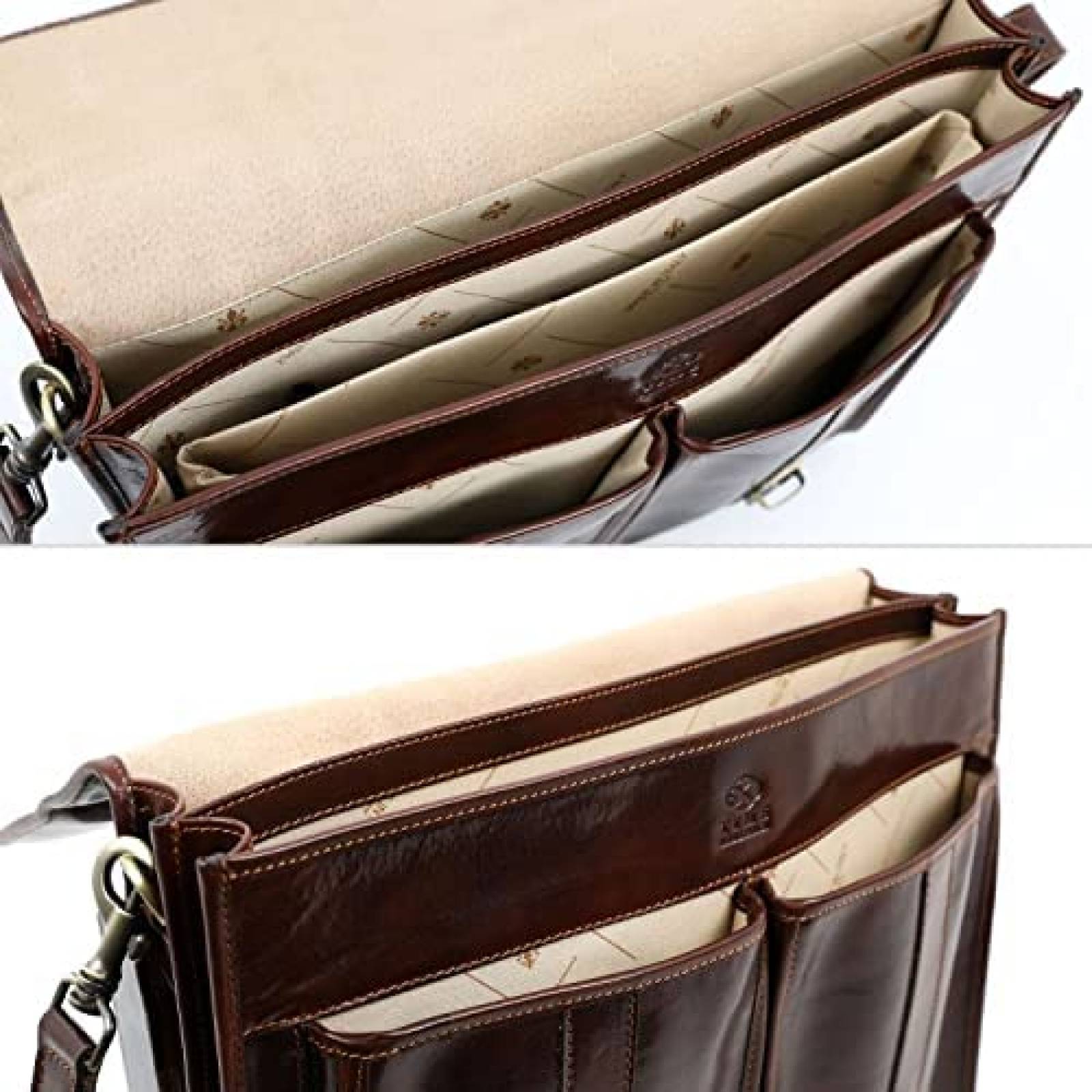 Maletin Time Resistance De Cuero Para Hombre Laptop -Cafe