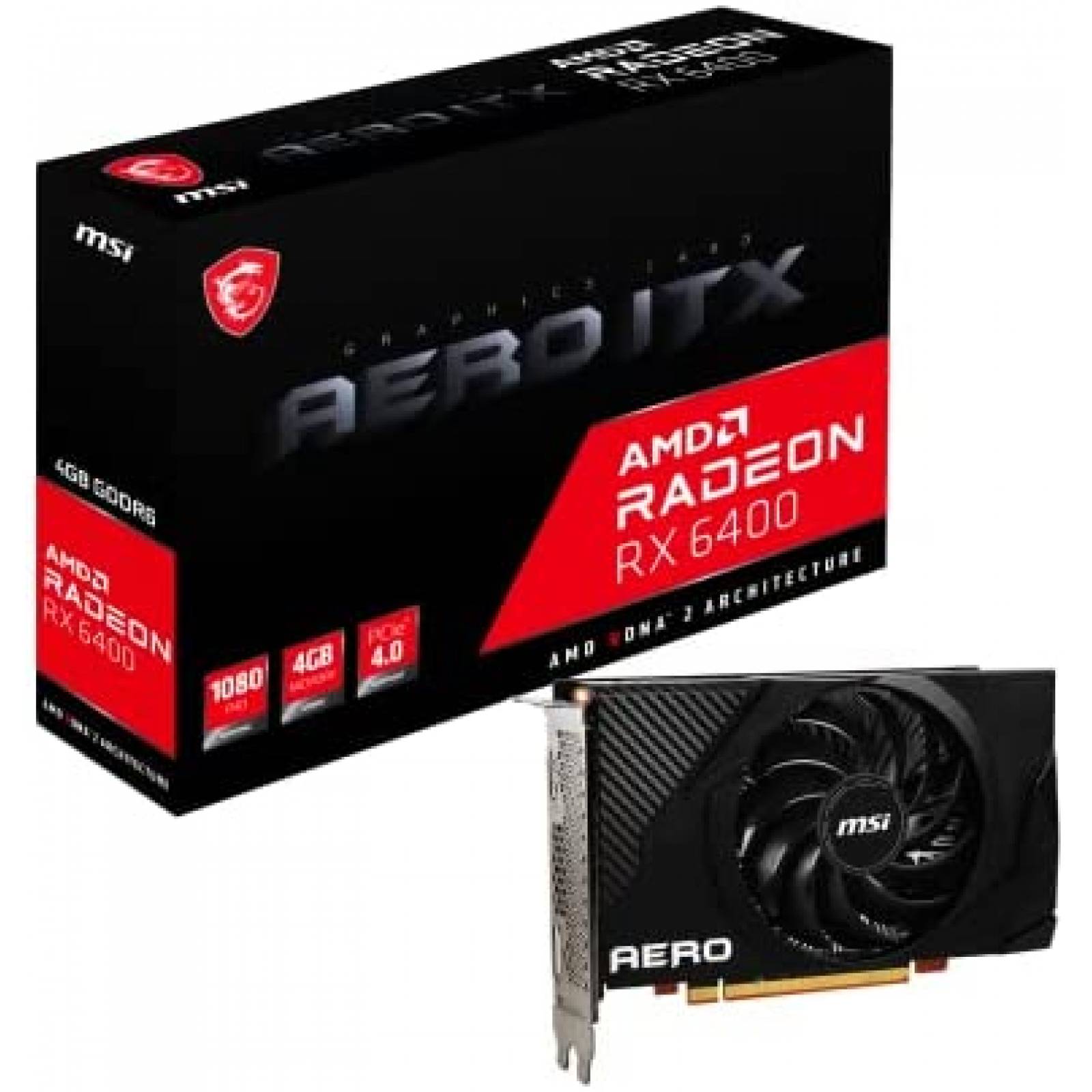 Tarjeta Grafica MSI AMD Radeon RX 6400 4GB GDDR6 -Negro