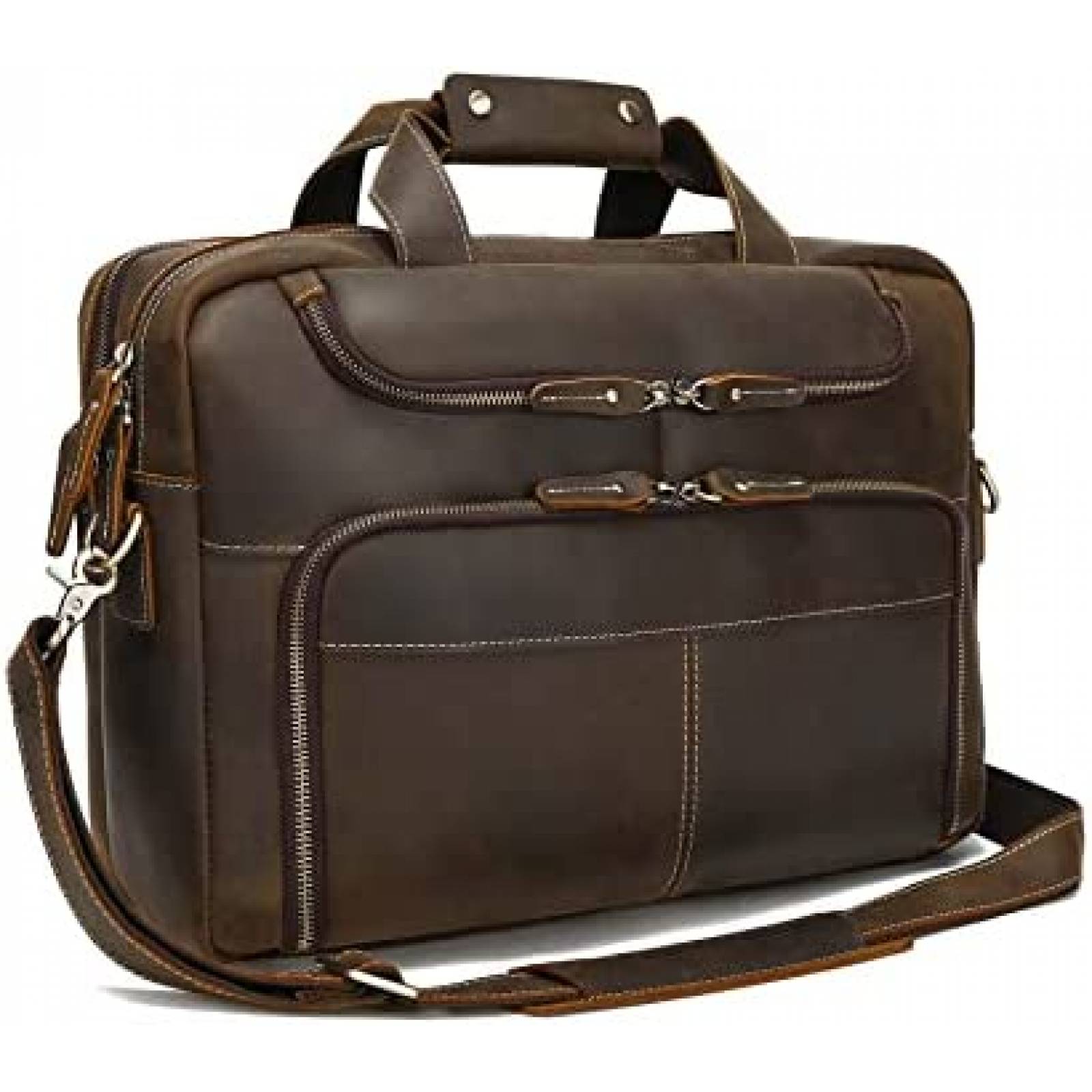 Maletin Lannsyne De Cuero Para Hombre Laptop 17'' -Cafe