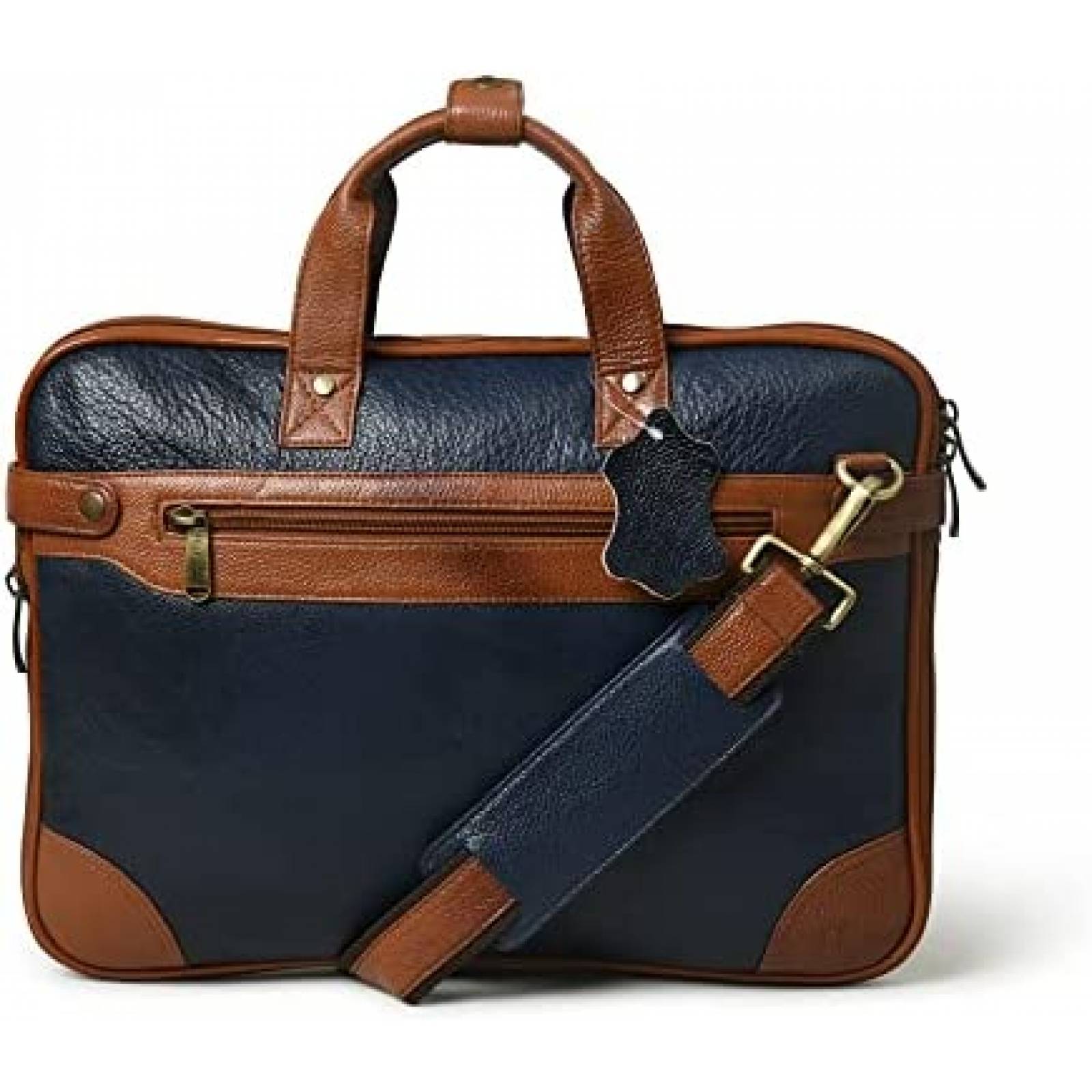 Maletin ADYAN De Cuero Para Hombre y Mujer De Viaje -Azul