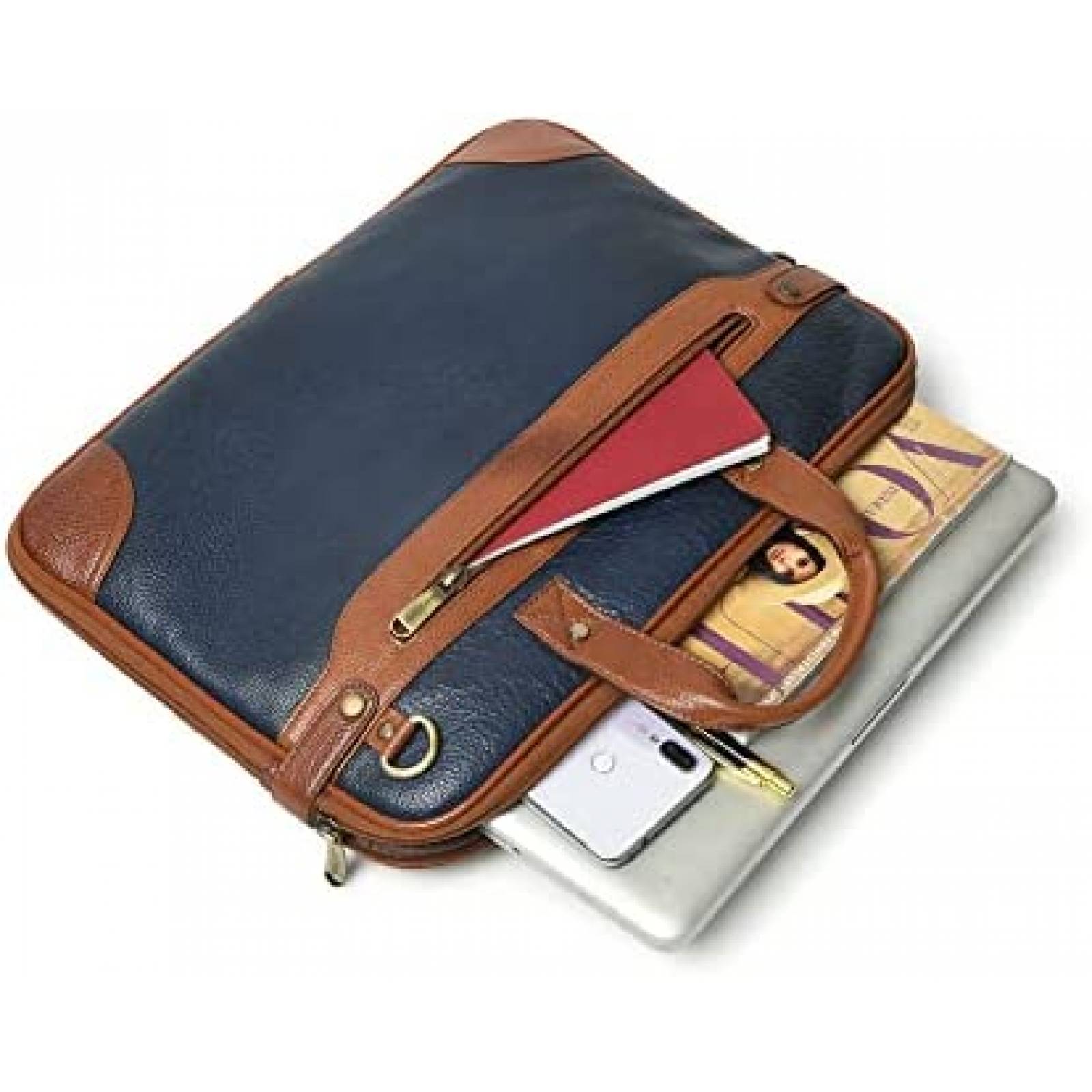 Maletin ADYAN De Cuero Para Hombre y Mujer De Viaje -Azul