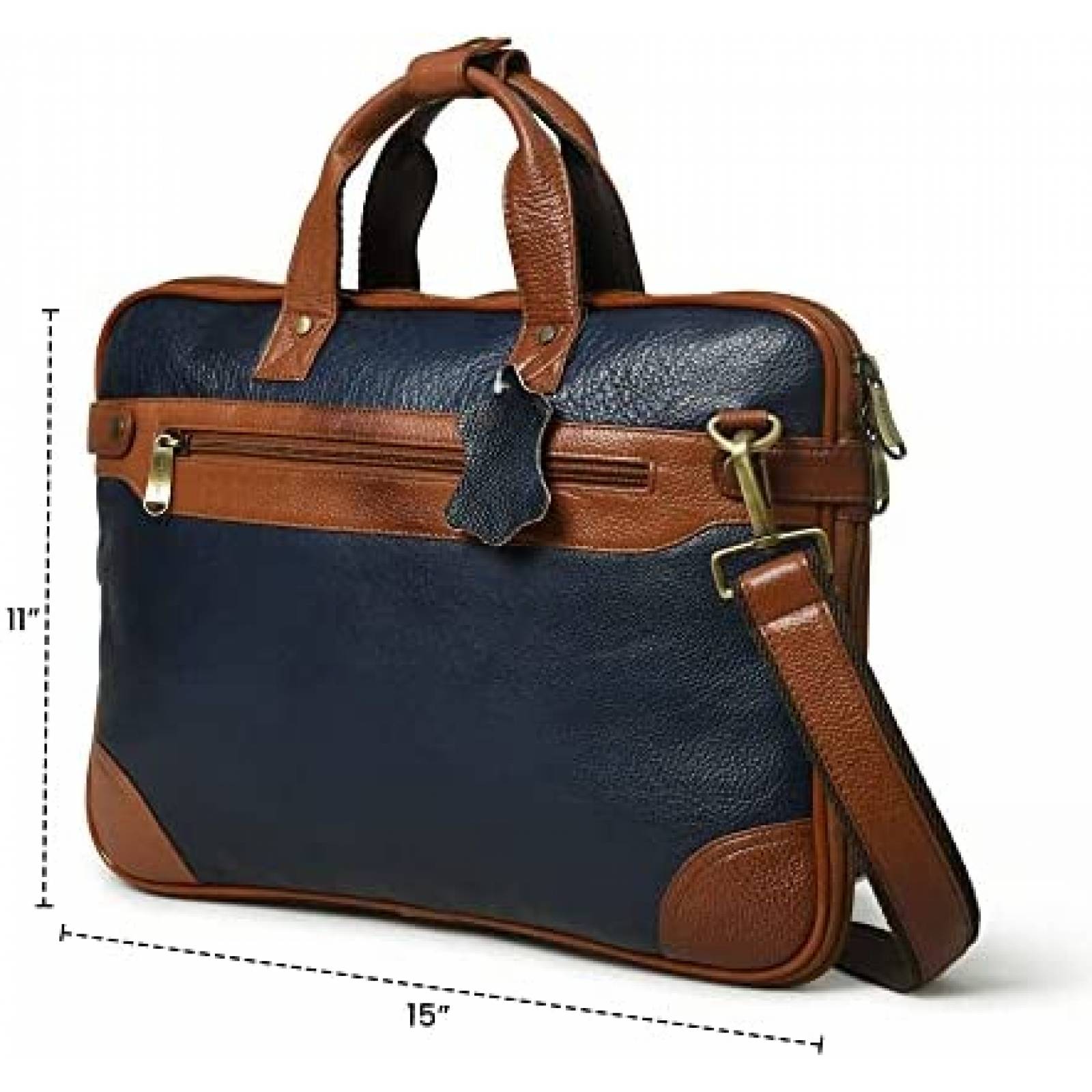 Maletin ADYAN De Cuero Para Hombre y Mujer De Viaje -Azul