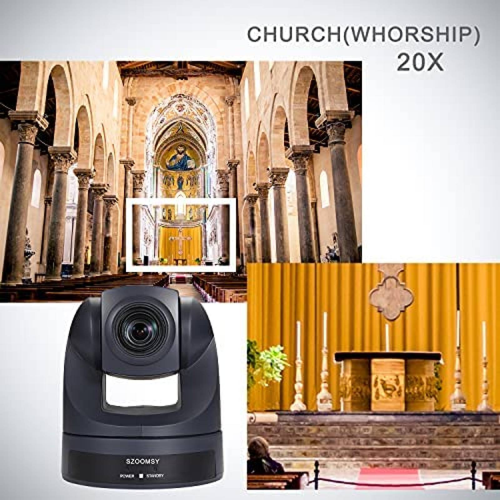 Webcam SZOOMSY Zoom optico 1080P Full HD USB -Negro