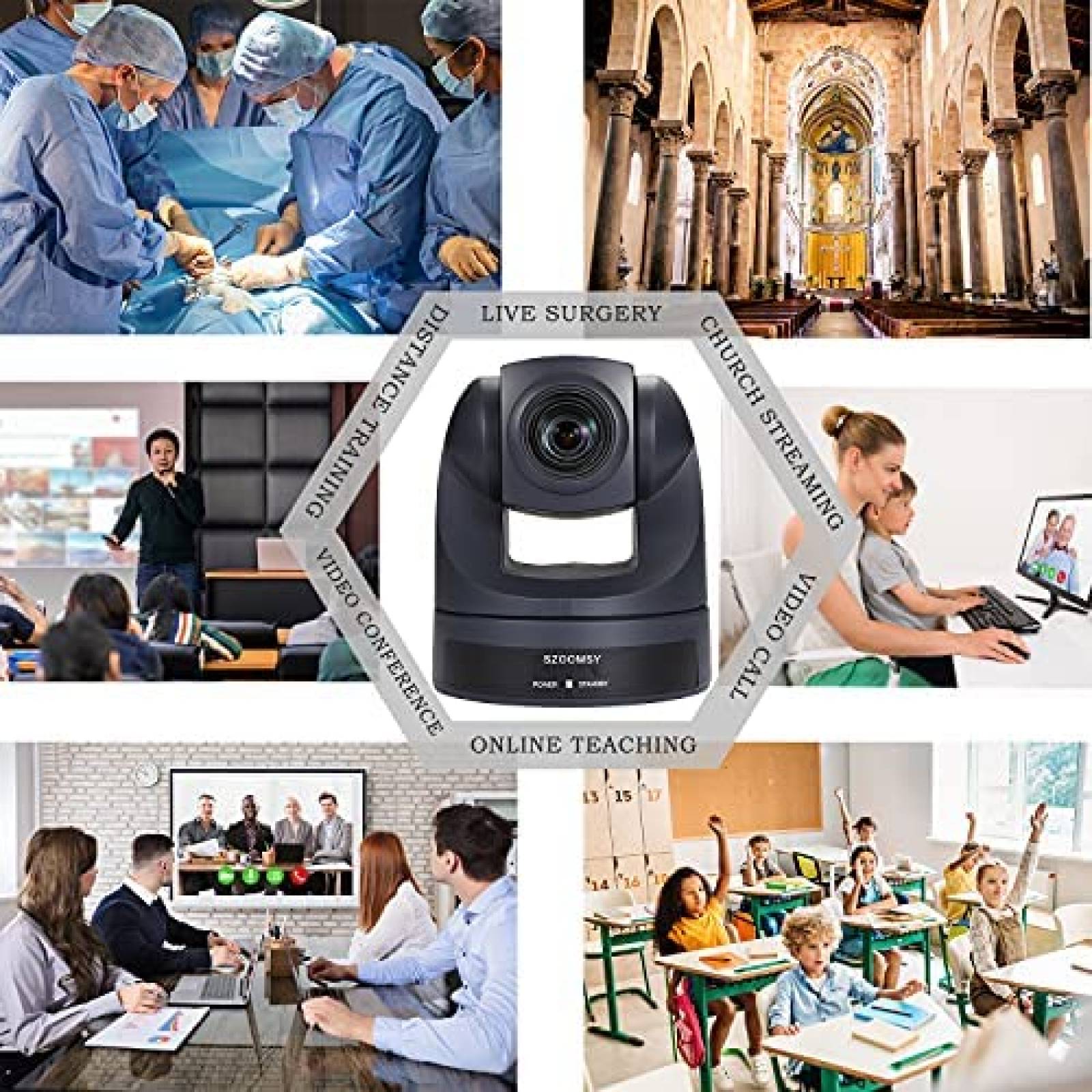 Webcam SZOOMSY Zoom optico 1080P Full HD USB -Negro