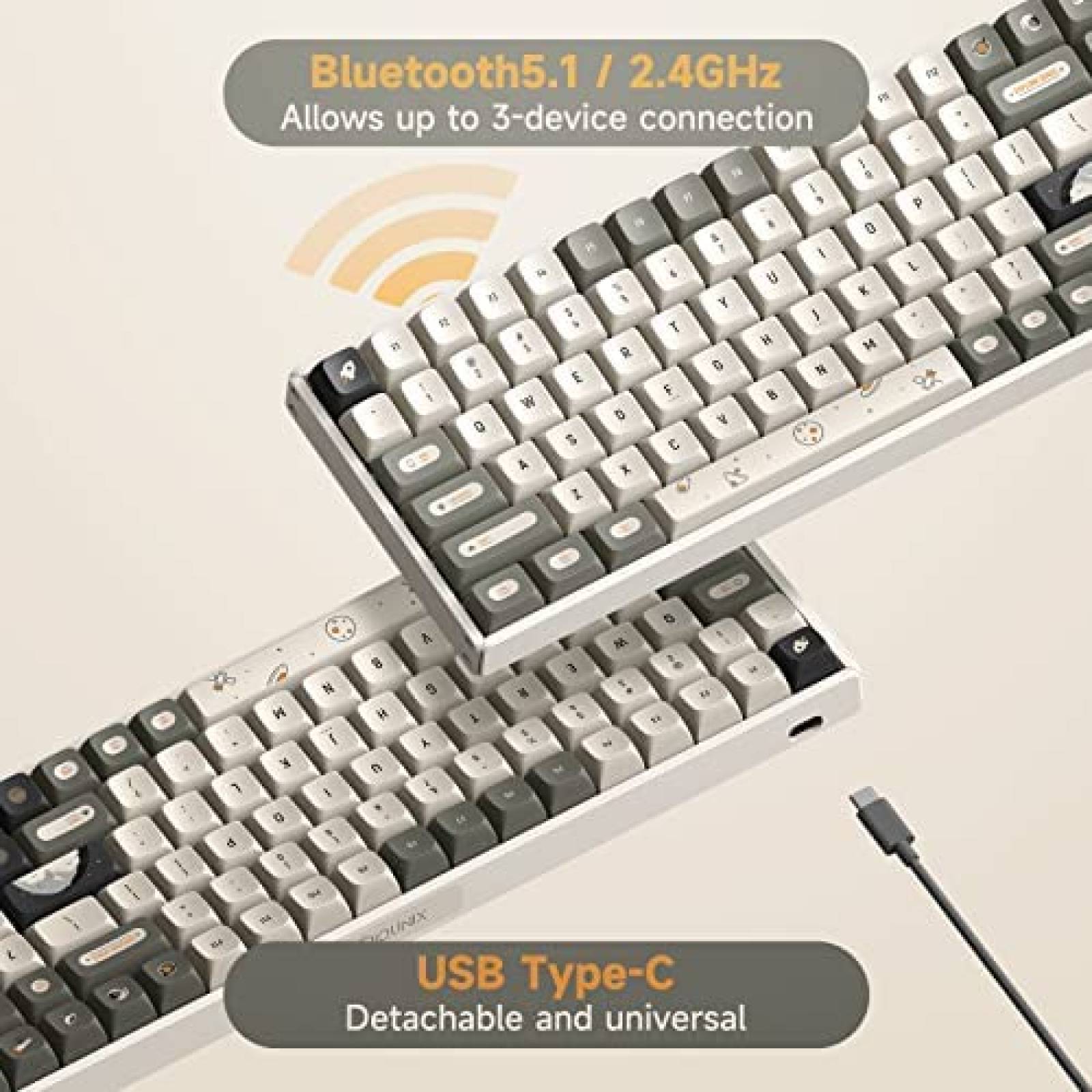 Teclado Mecanico IQUNIX F97 96% 100 Teclas Inalambrico -Gris