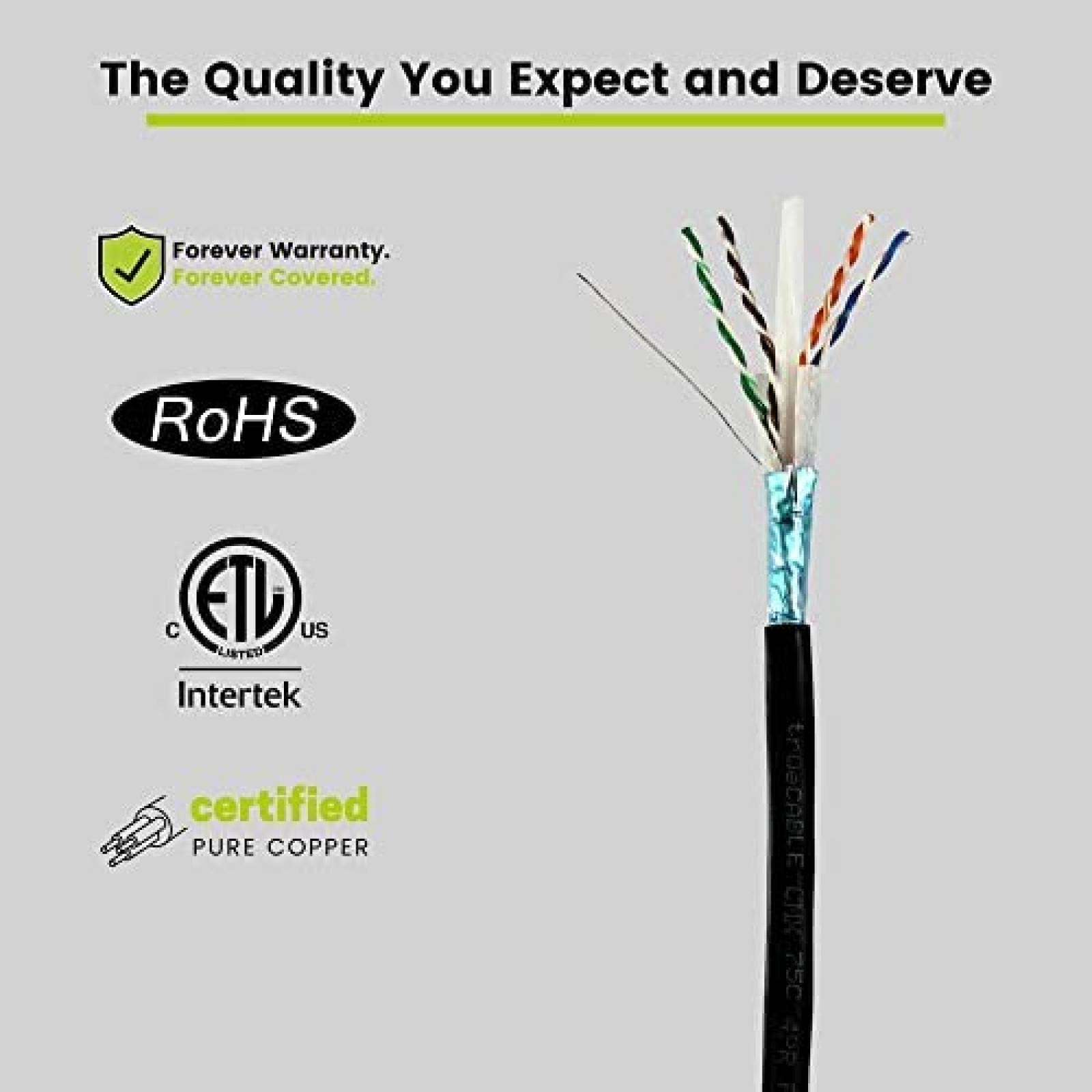 Cable Ethernet trueCABLE Cat6A Cmx 23AWG 750Mhz 152.4Mts -Ne