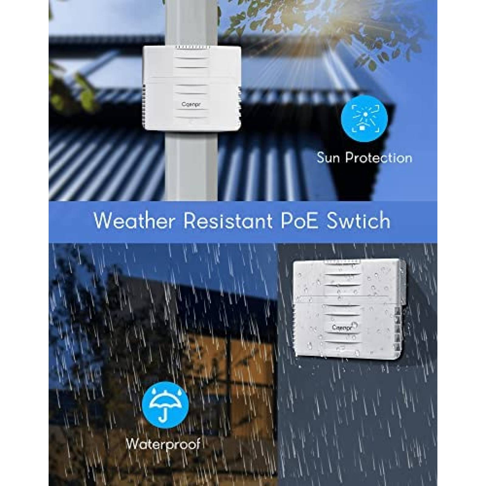 Switch Cqenpr Exterior 8 Puertos Poe+2G Uplink+1SFP Slot,