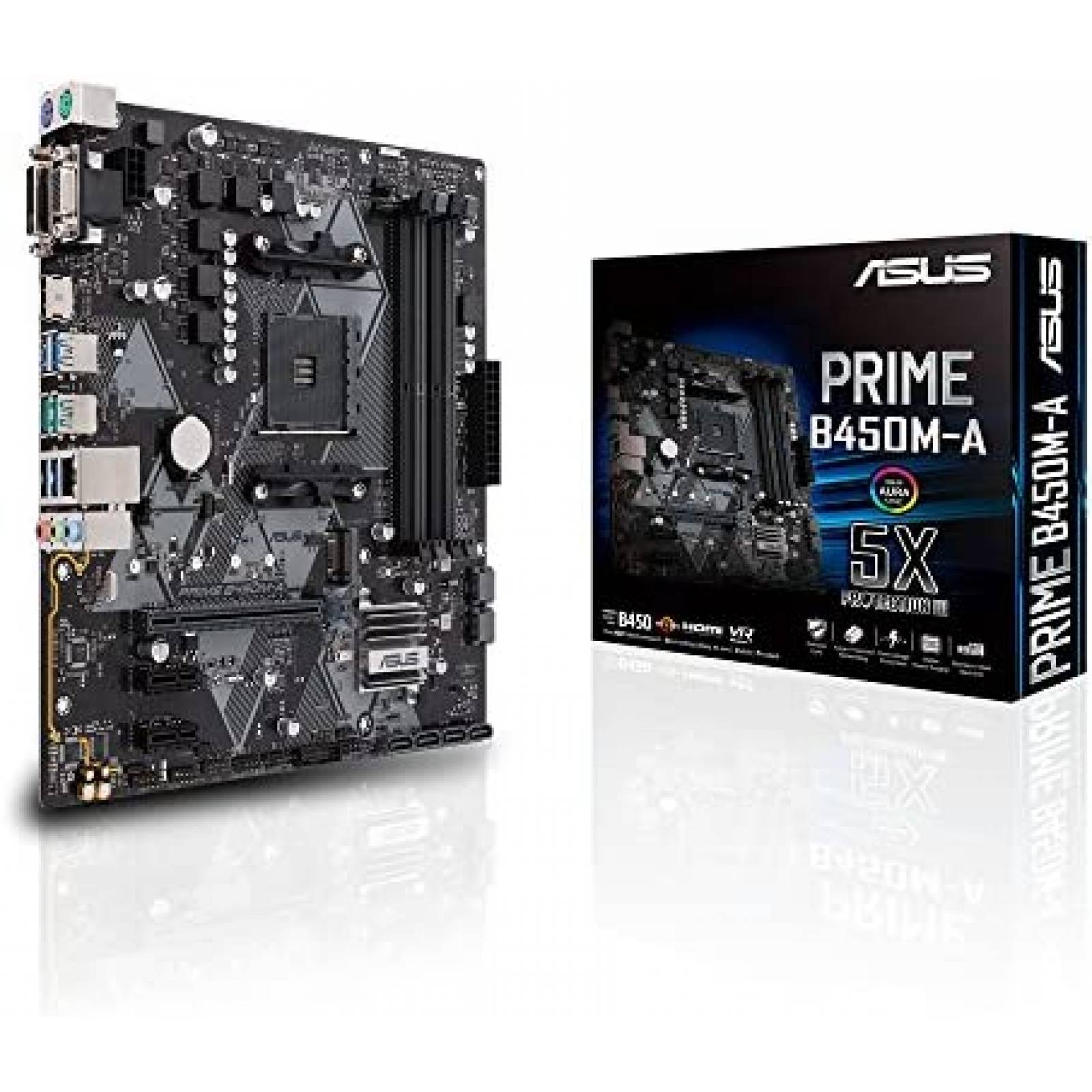 Tarjeta Madre Asus Prime AMD B450M-A Micro ATX -Negro