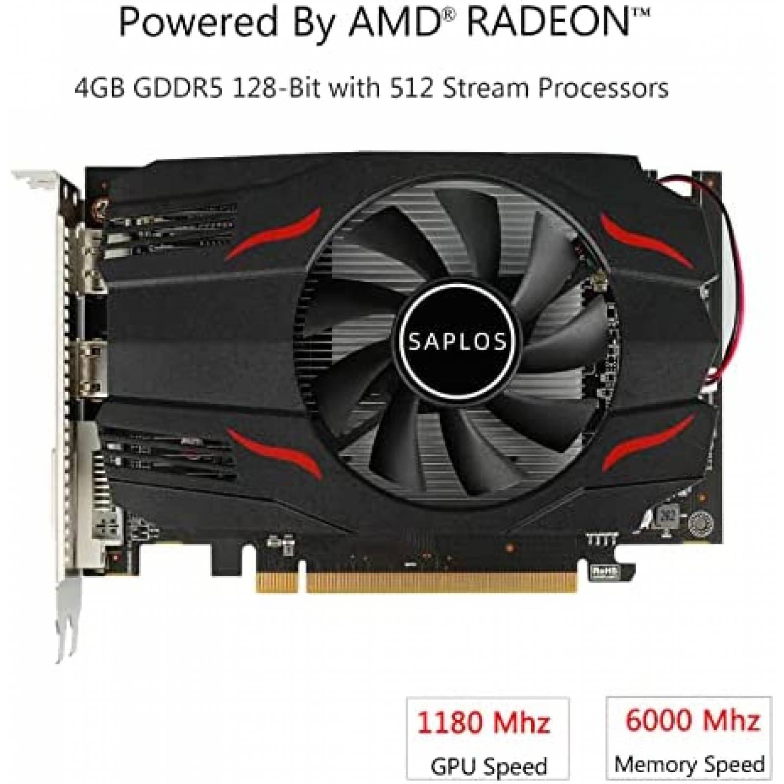 Tarjeta Grafica QTHREE AMD Radeon RX 550 4GB GDDR5 -Negro