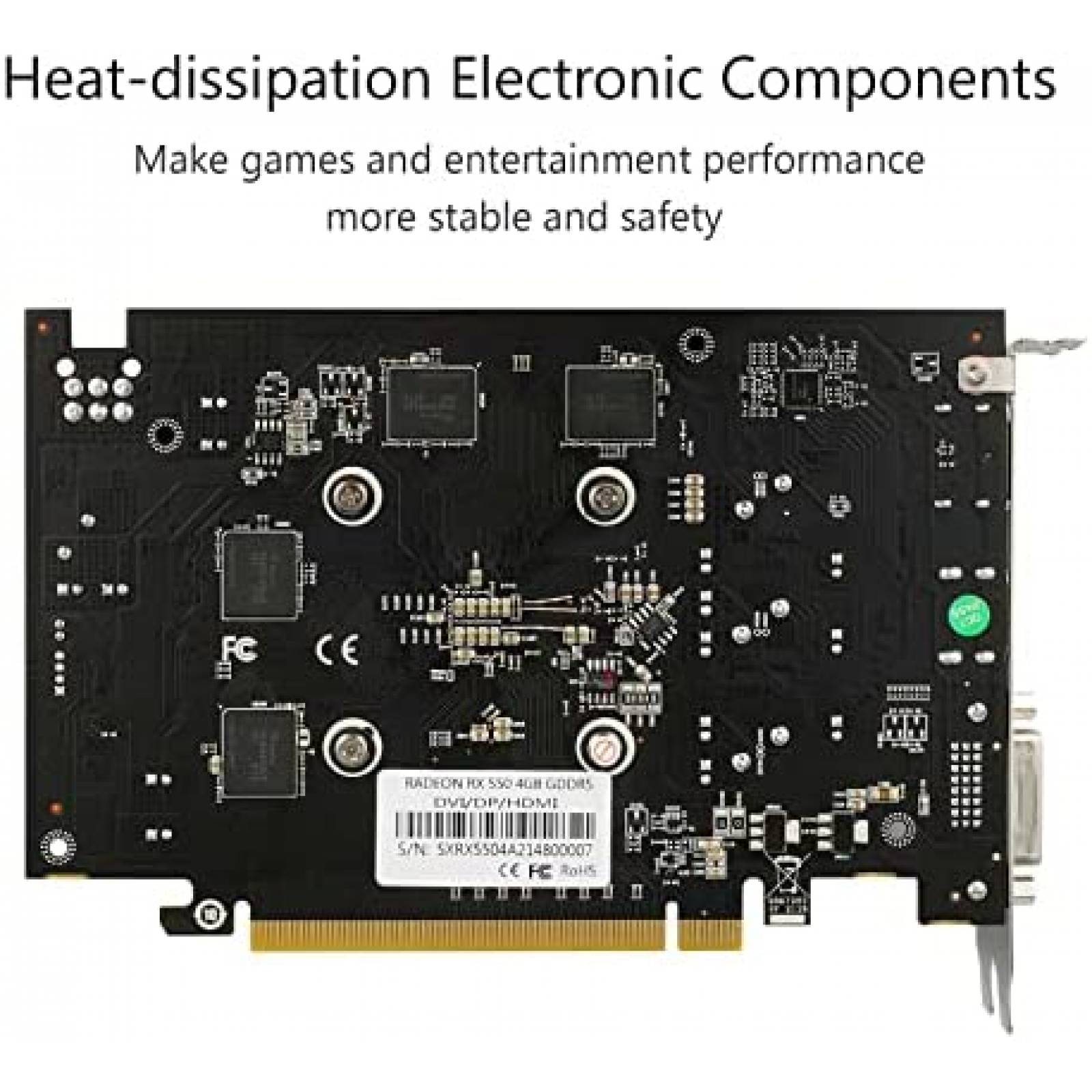 Tarjeta Grafica QTHREE AMD Radeon RX 550 4GB GDDR5 -Negro