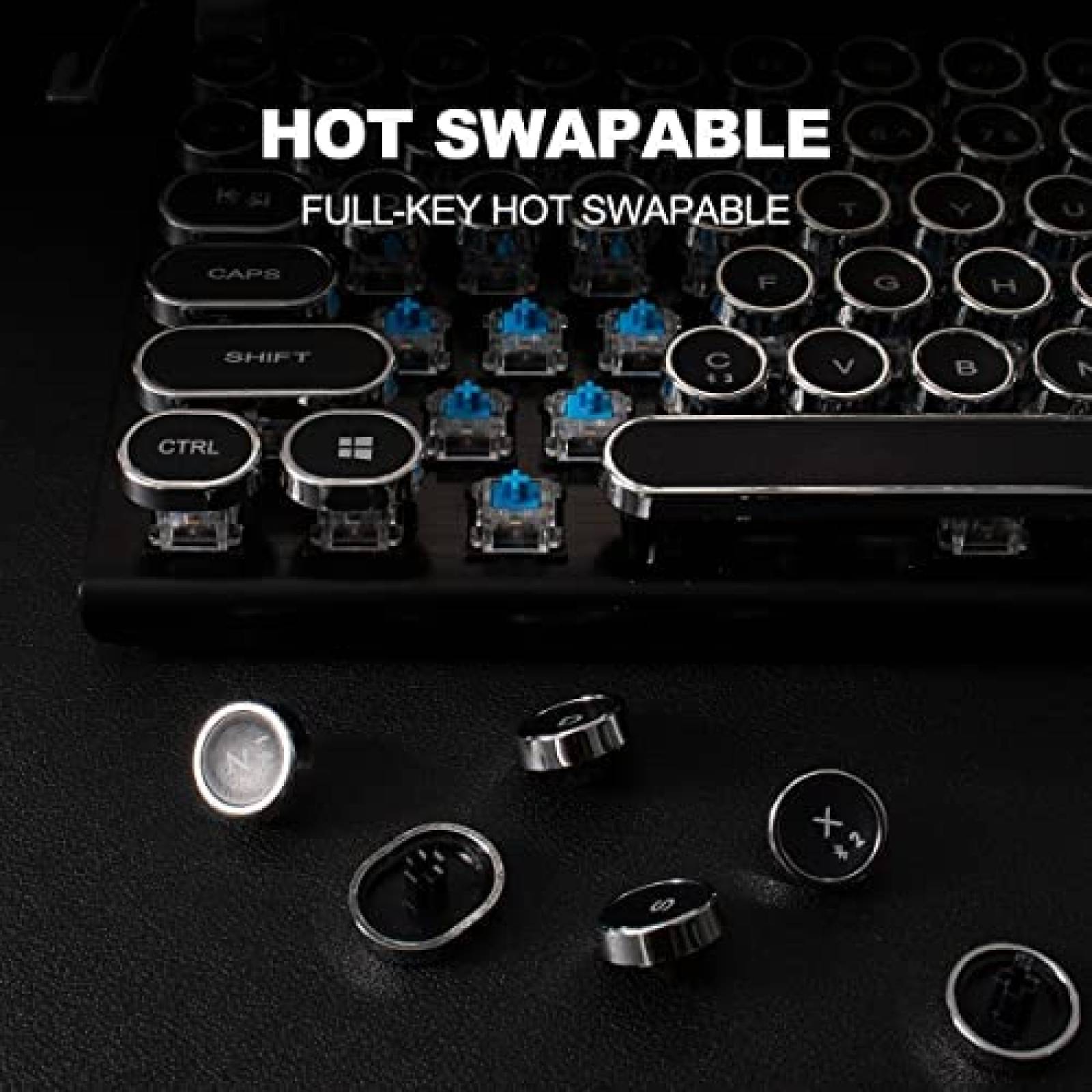 Teclado Retro SUEHIODHY Inalambrico Mecanico Retroiluminado