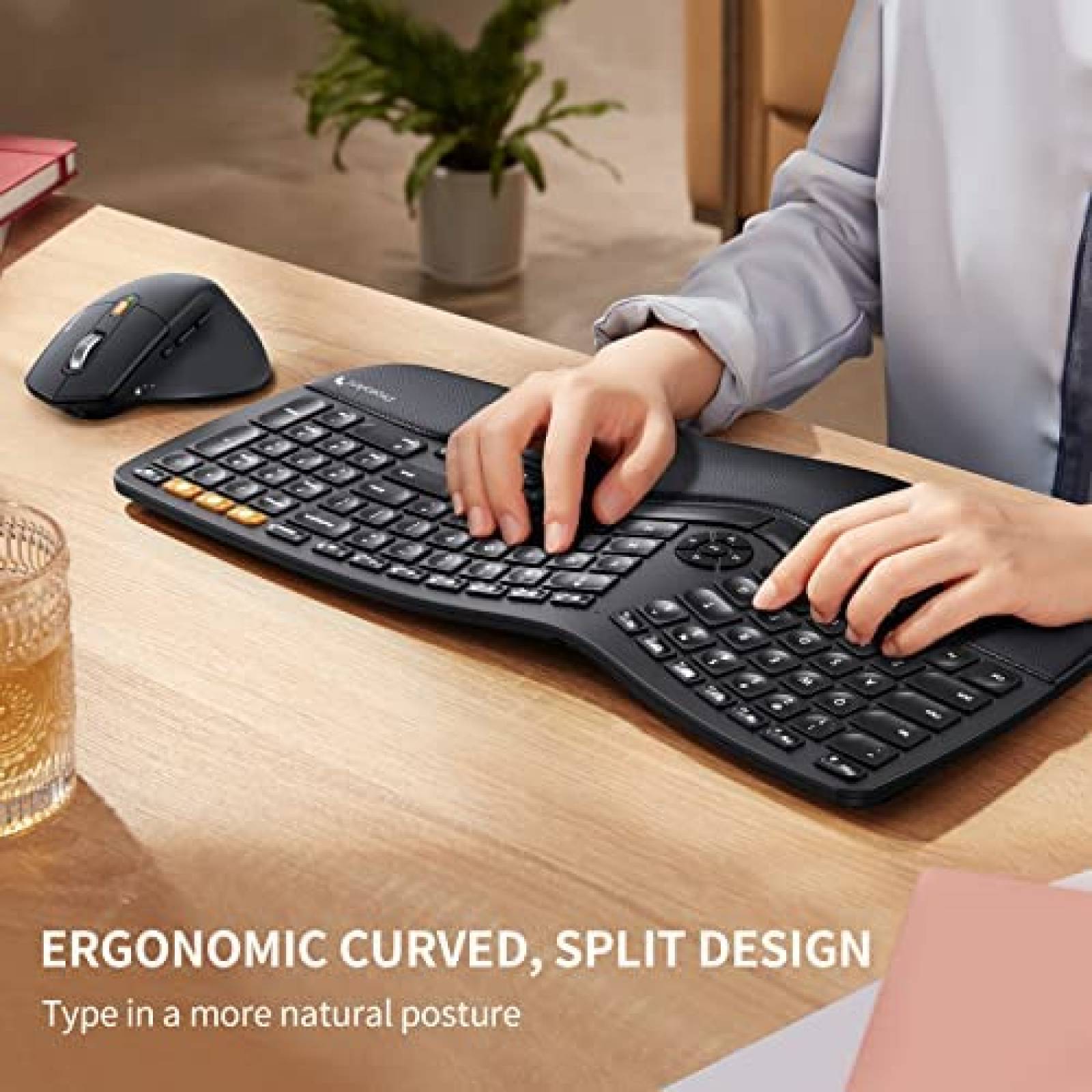 Teclado Y Mouse Gamer PROTOARC Inalambrico Ergonomico -Negro
