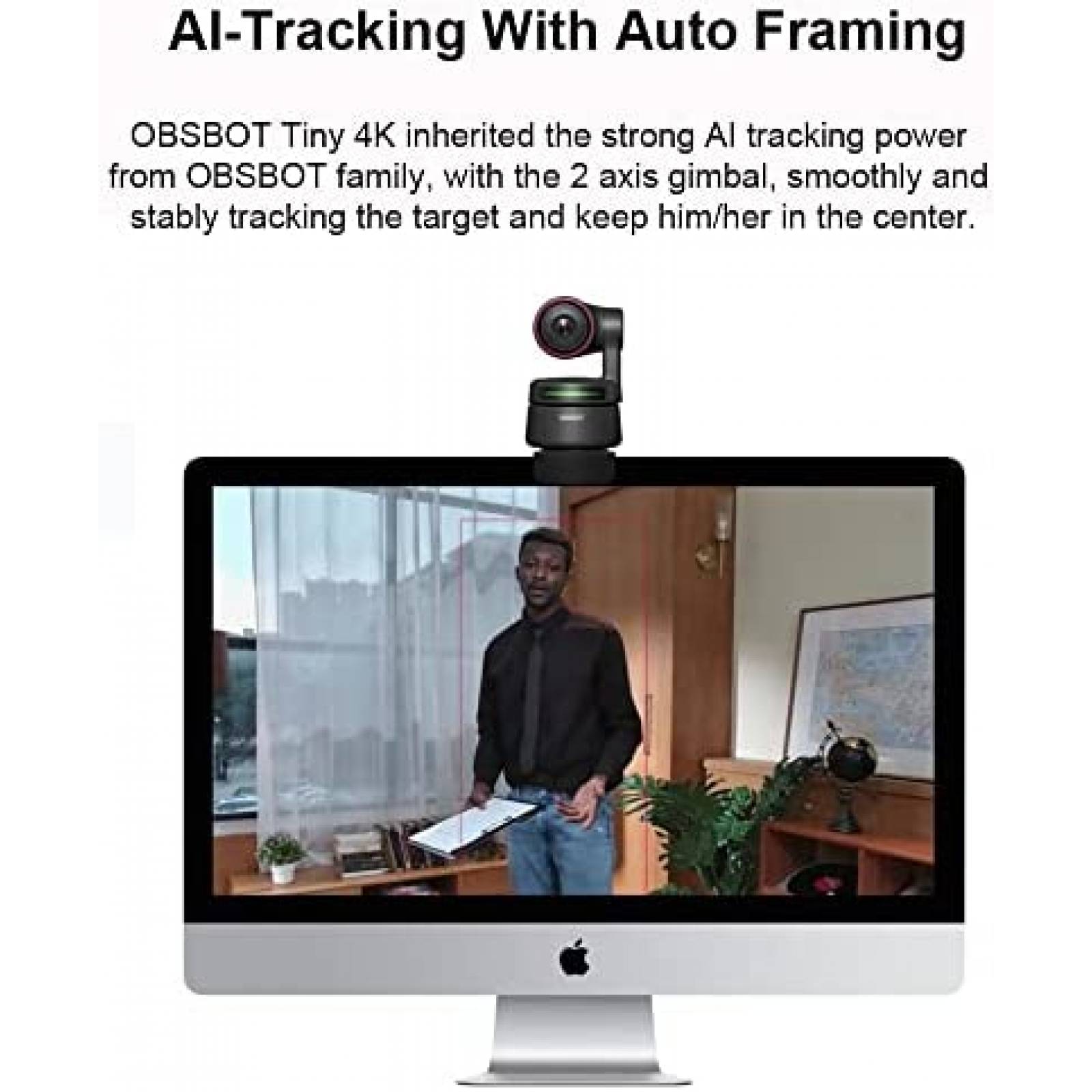 Webcam OBSBOT Tiny 4K HDR Con Zoom 1080P Microfono -Negro