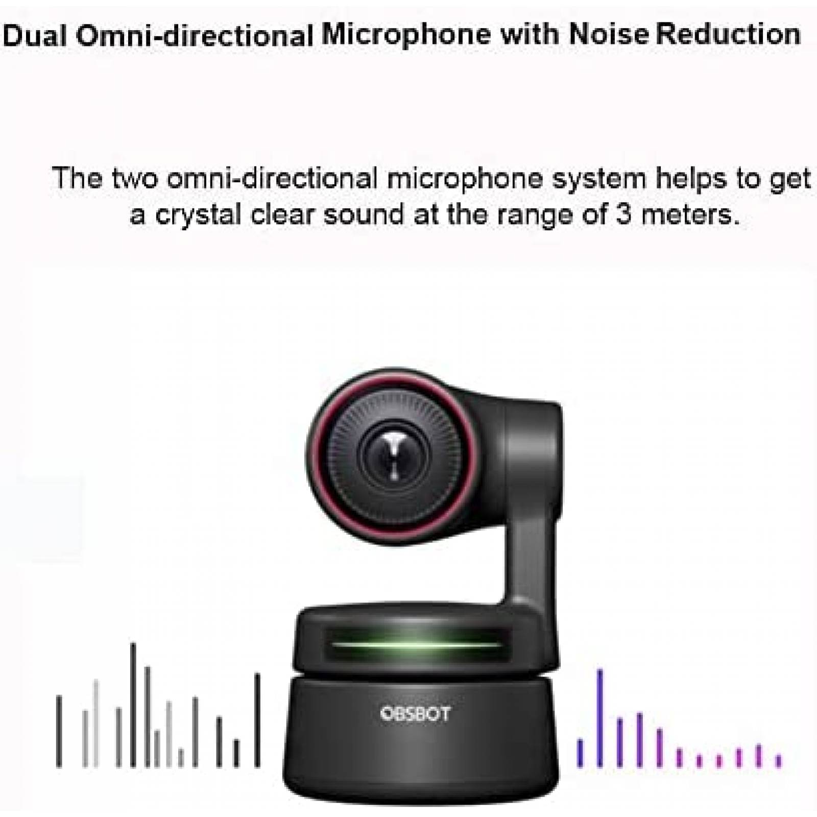 Webcam OBSBOT Tiny 4K HDR Con Zoom 1080P Microfono -Negro