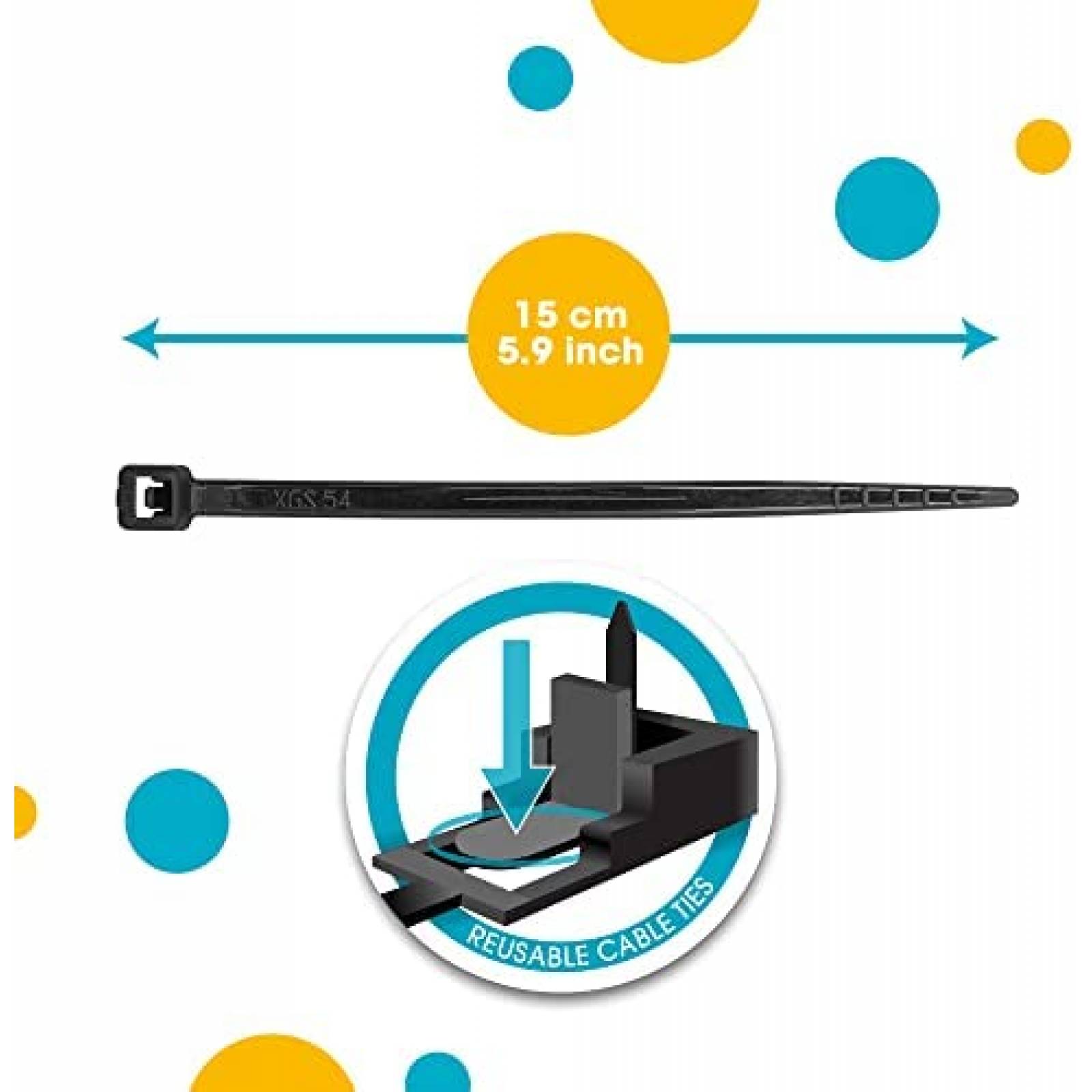 Sinchos Multiproposito Hatsbi Pack de 105 Pzs -Negro