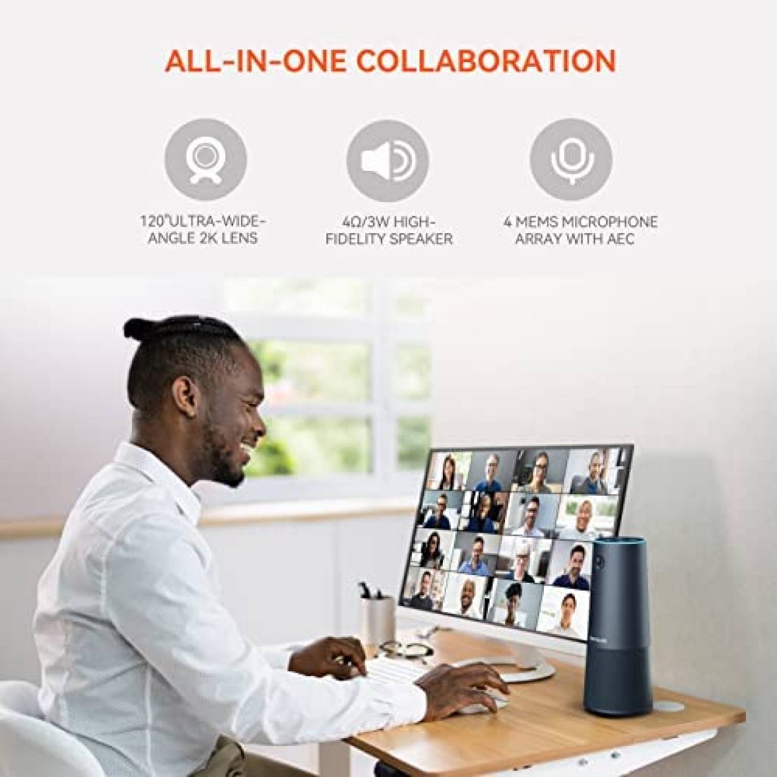 Webcam NUROUM Zoom optico 1080P Full HD USB -Negro