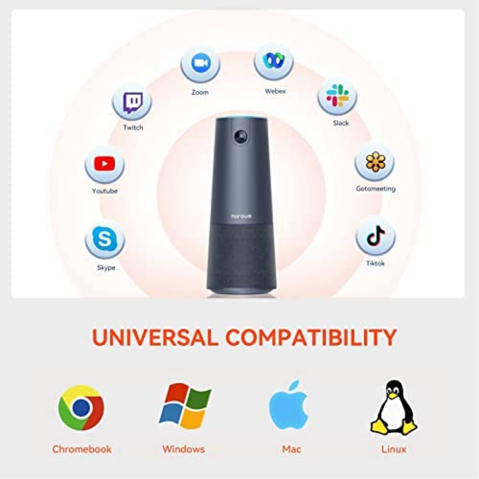 Webcam NUROUM Zoom optico 1080P Full HD USB -Negro