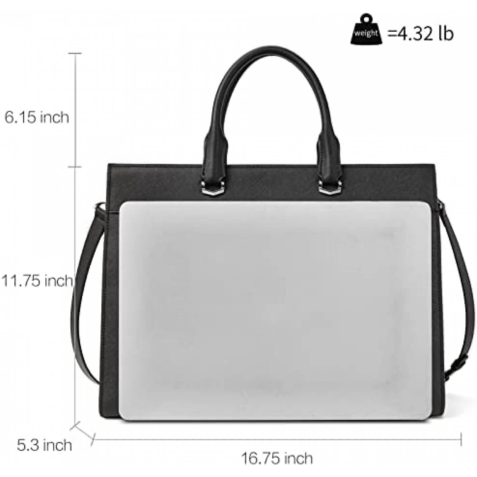 Maletin BOSTANTEN De Cuero Para Mujer Laptop 15.6 -Negro