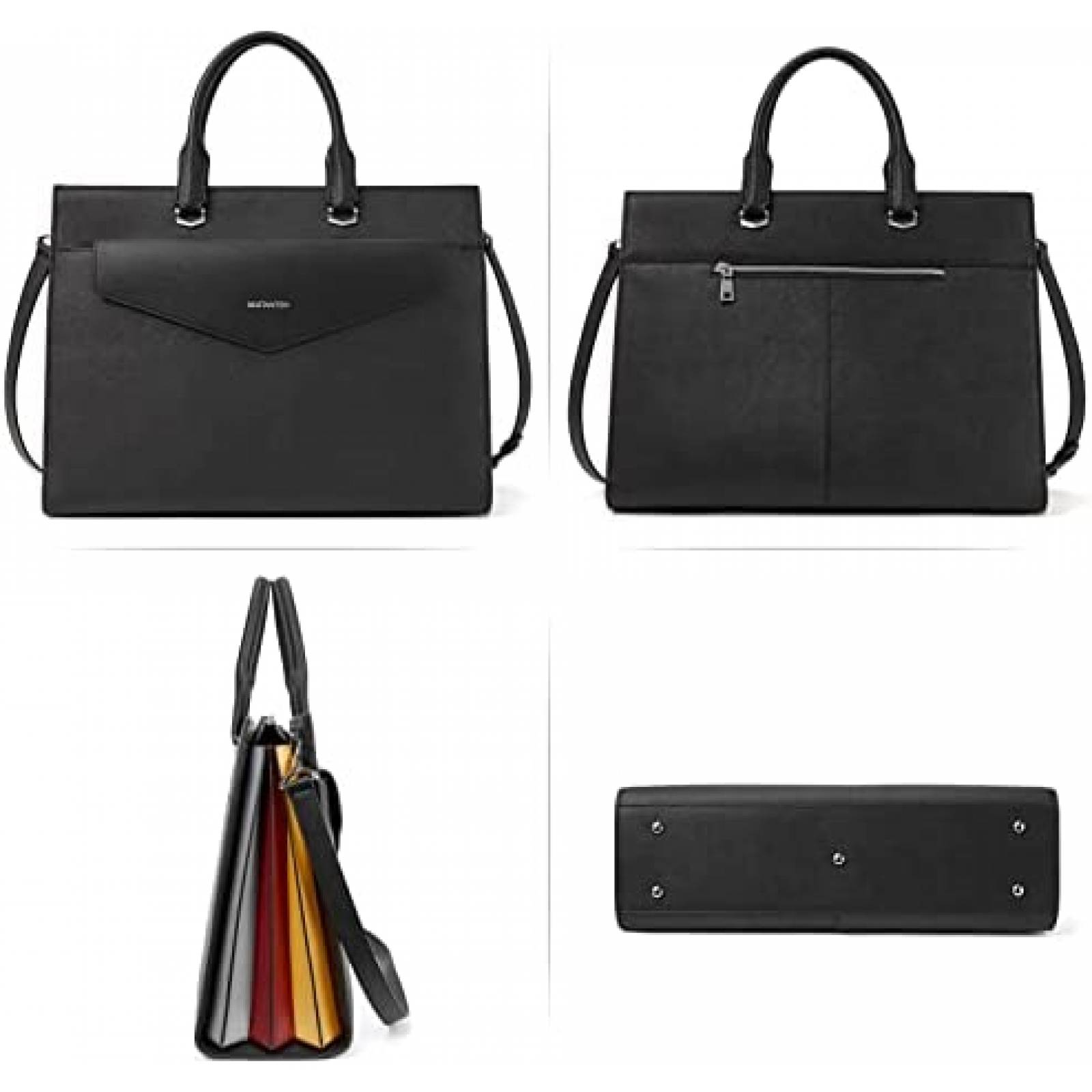 Maletin BOSTANTEN De Cuero Para Mujer Laptop 15.6 -Negro