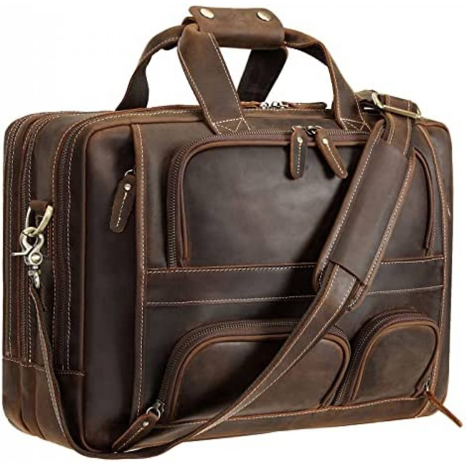 Maletin POLARE De Cuero Para Hombre Laptop 17'' -Cafe