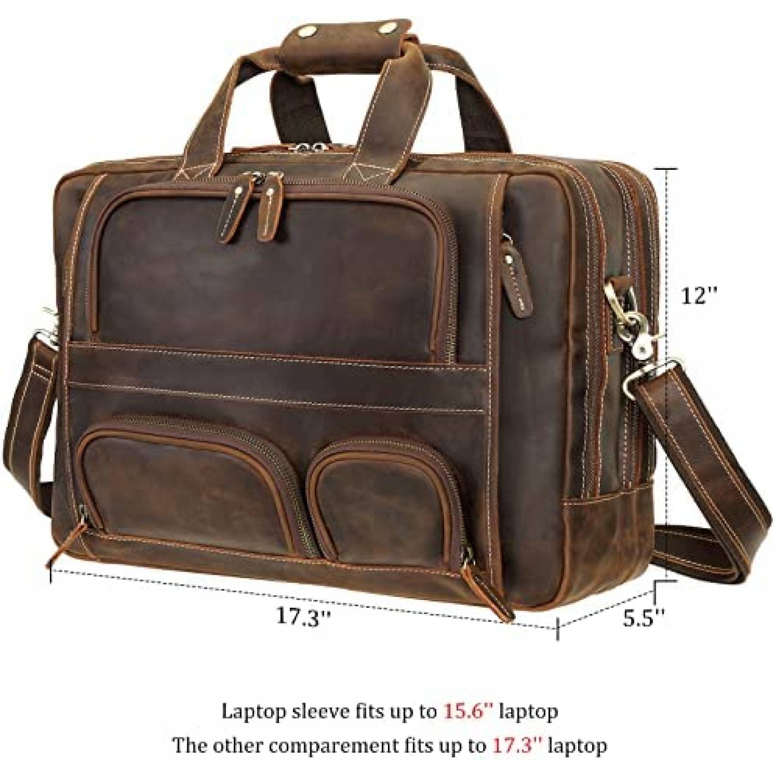 Maletin POLARE De Cuero Para Hombre Laptop 17'' -Cafe