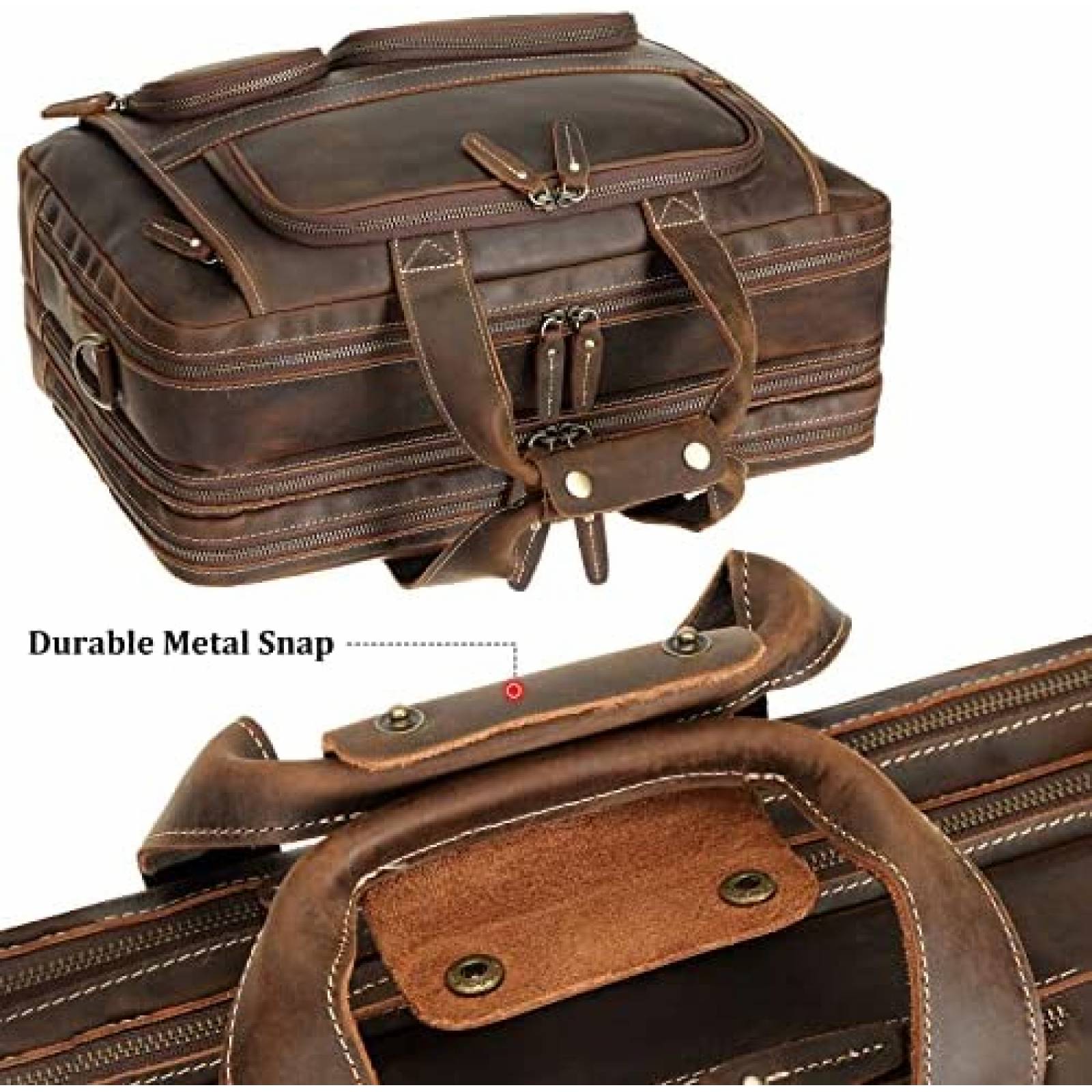 Maletin POLARE De Cuero Para Hombre Laptop 17'' -Cafe