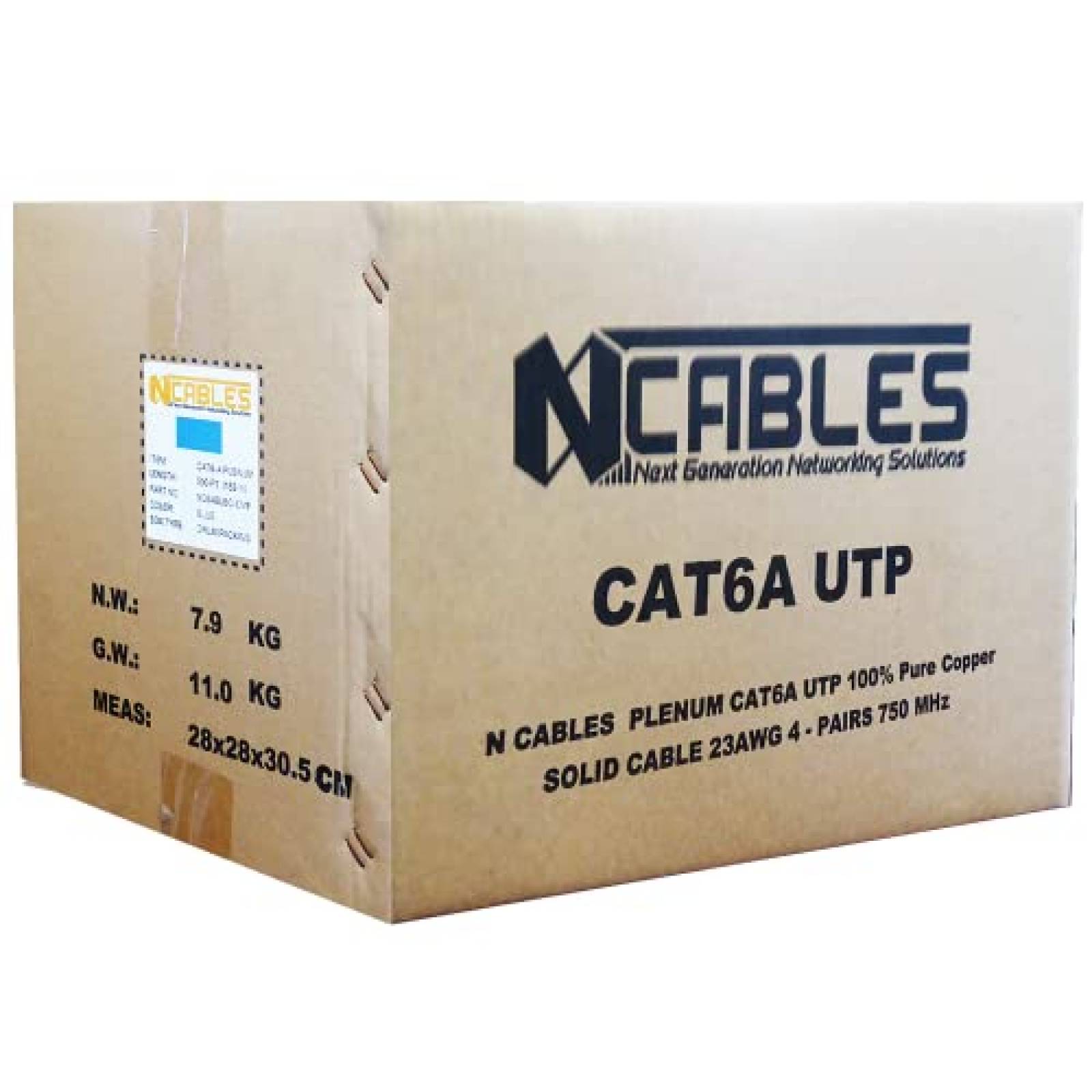 Cable Ethernet N CABLES Cat6A Plenum CMP 152m 23 AWG -Azul