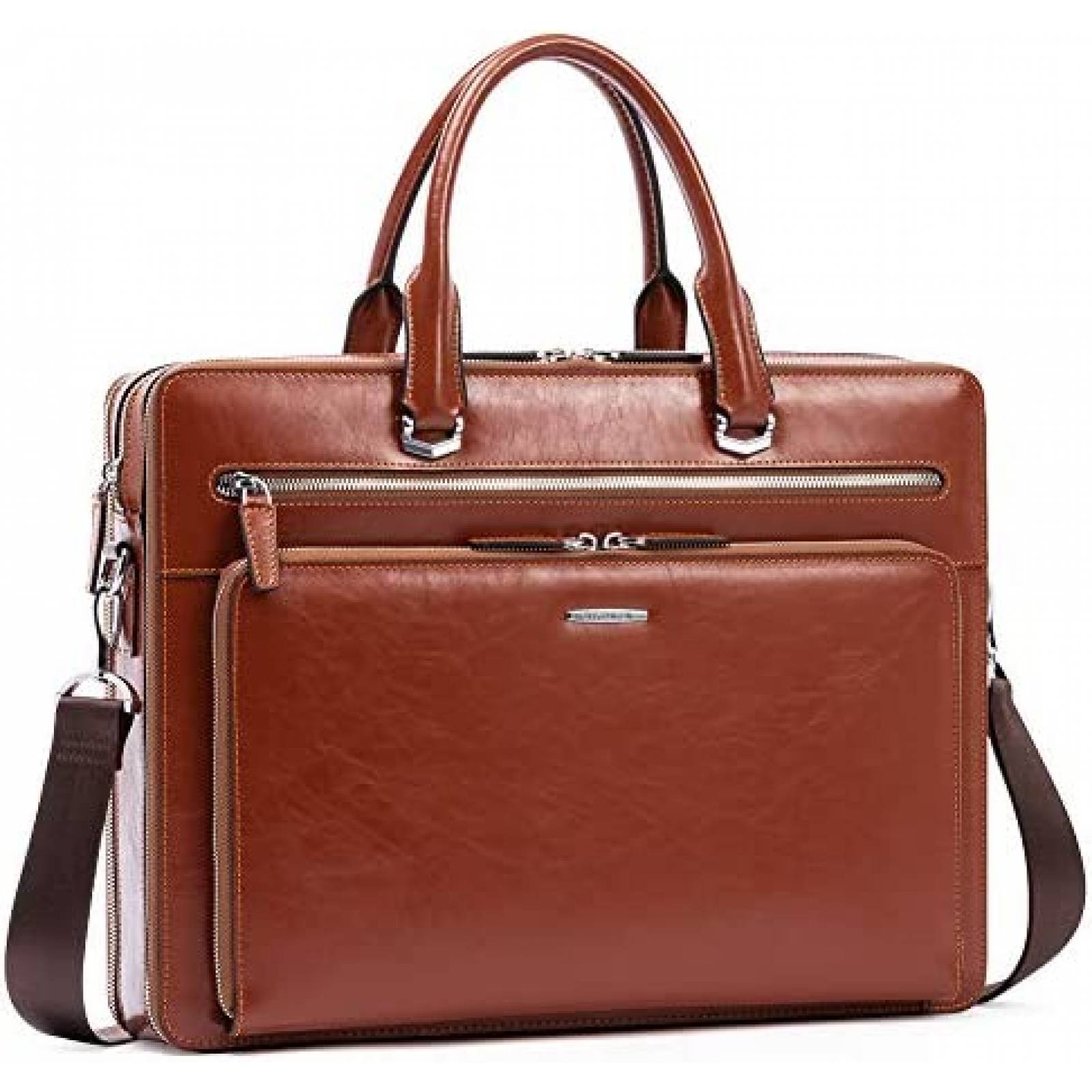 Maletin para Laptop BOSTANTEN de Piel hasta 15.6'' -Cafe
