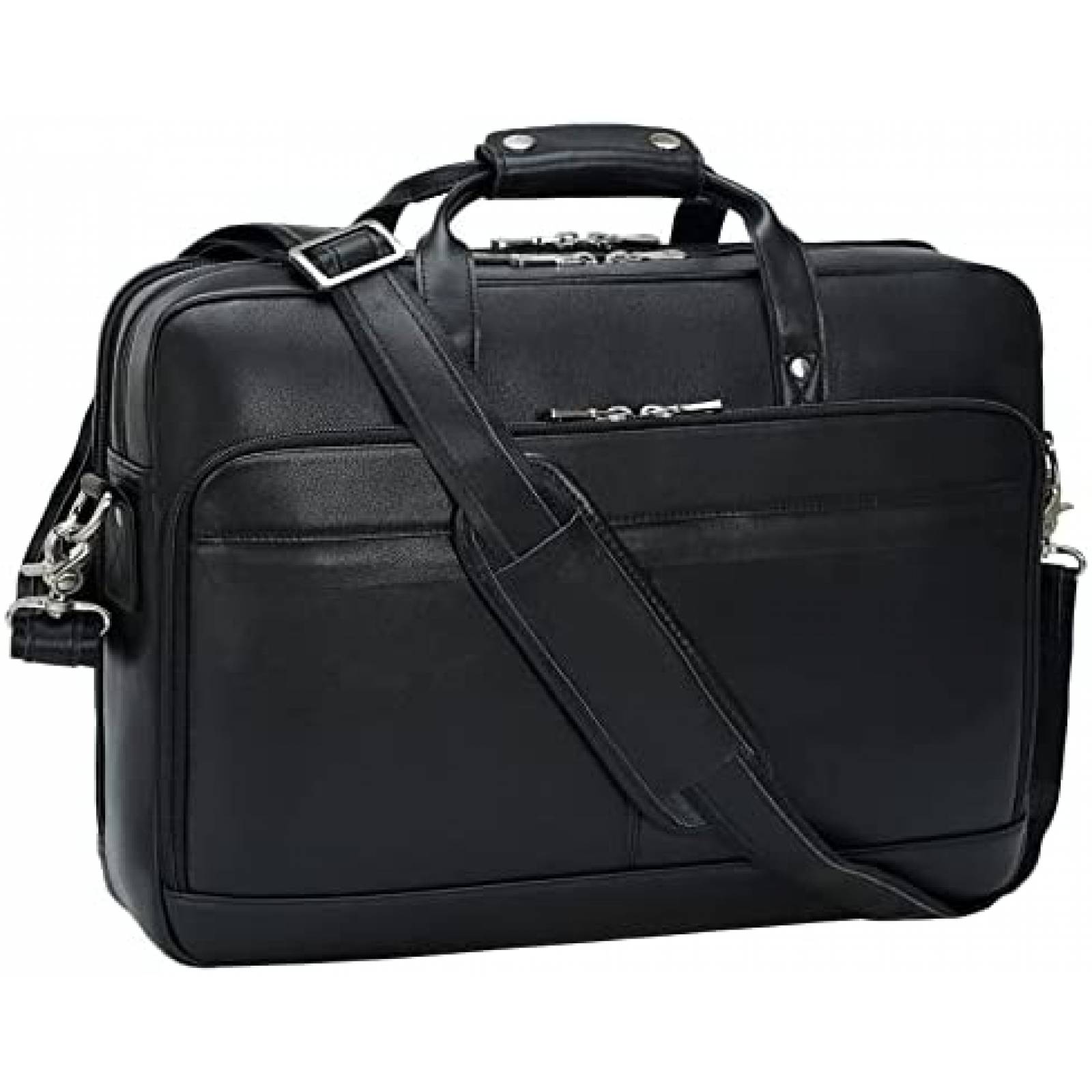 Maletin Masa Kawa De Cuero Para Hombre Laptop 17'' -Negro