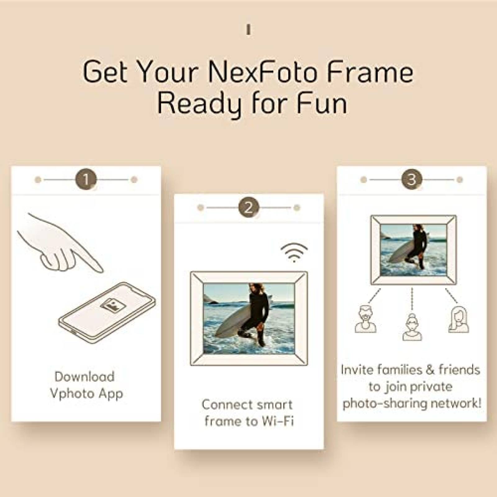 Portaretratos Digital NexFoto Touchscreen Wifi FHD Negro