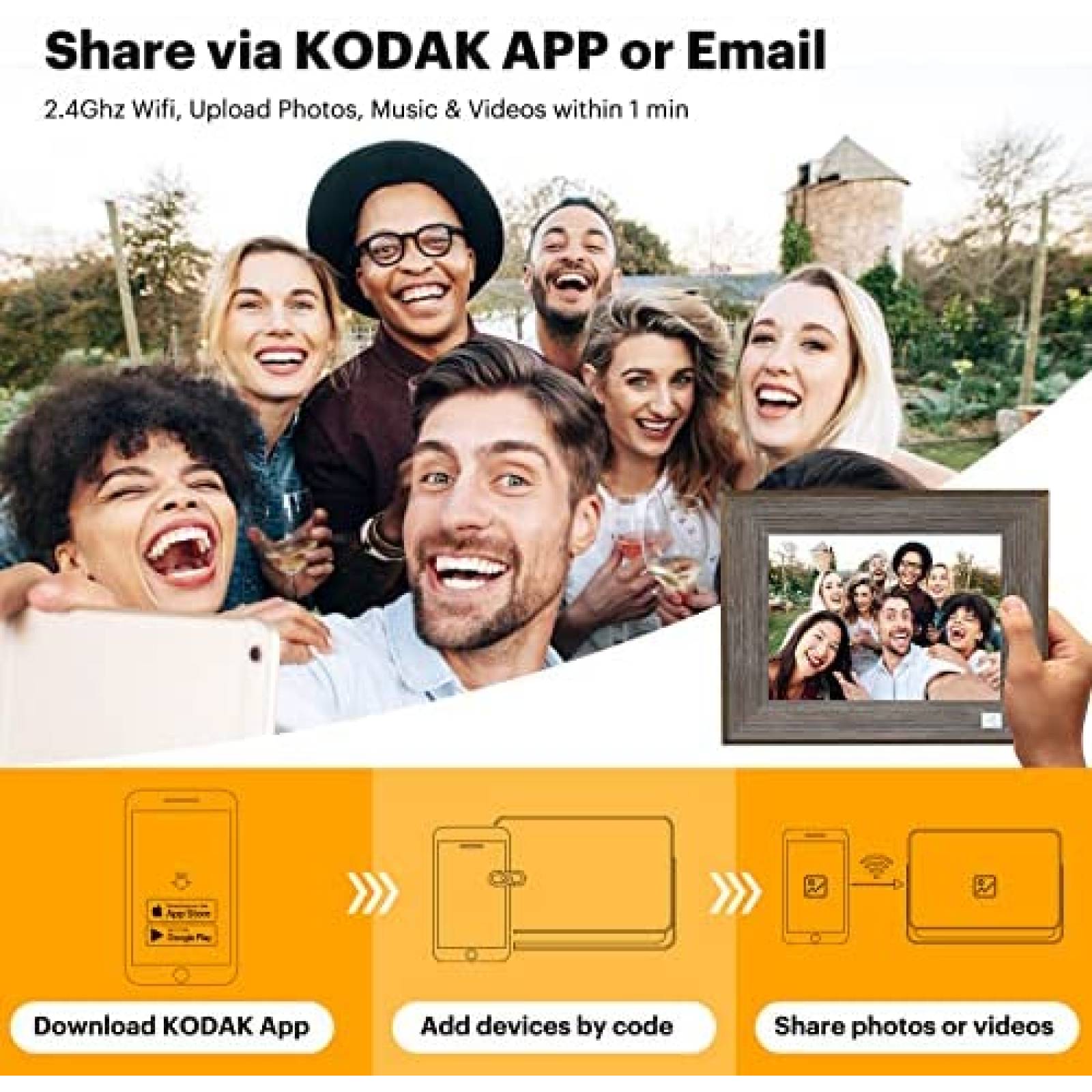 Portaretratos Digital KODAK Touchscreen Wifi FHD -Negro