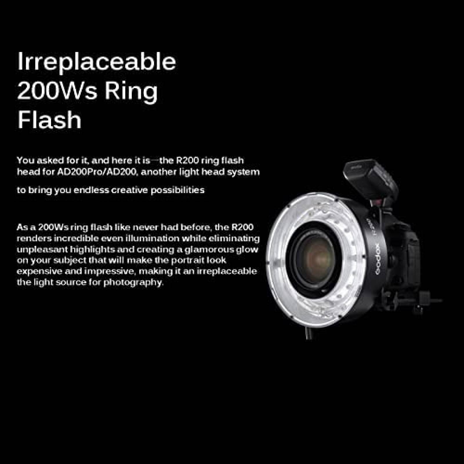 Aro de Luz para Camara Godox R200 200W con Accesorios -Negro