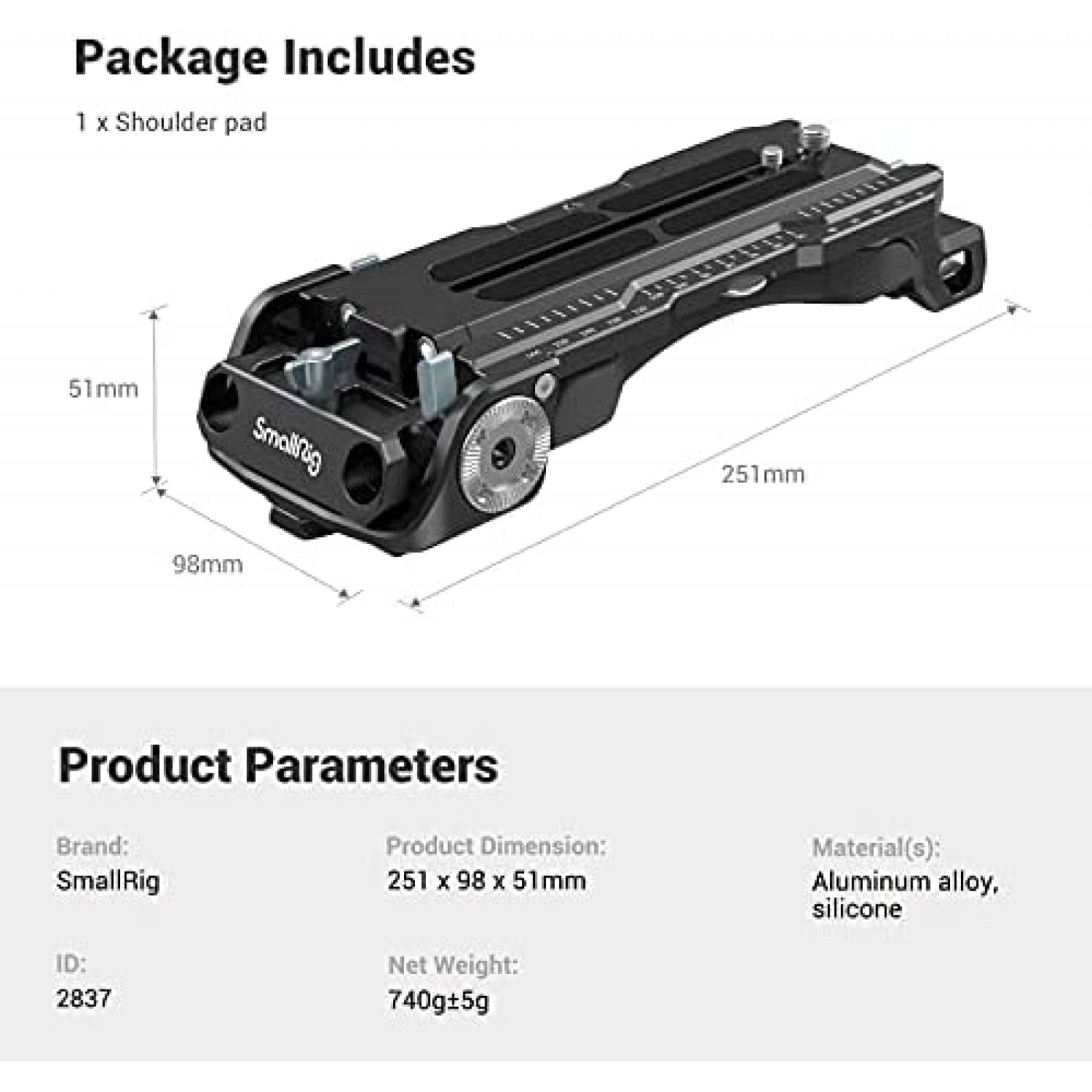 Placa Hombro para Camara SMALLRIG 2837-SR para Sony VCT-14