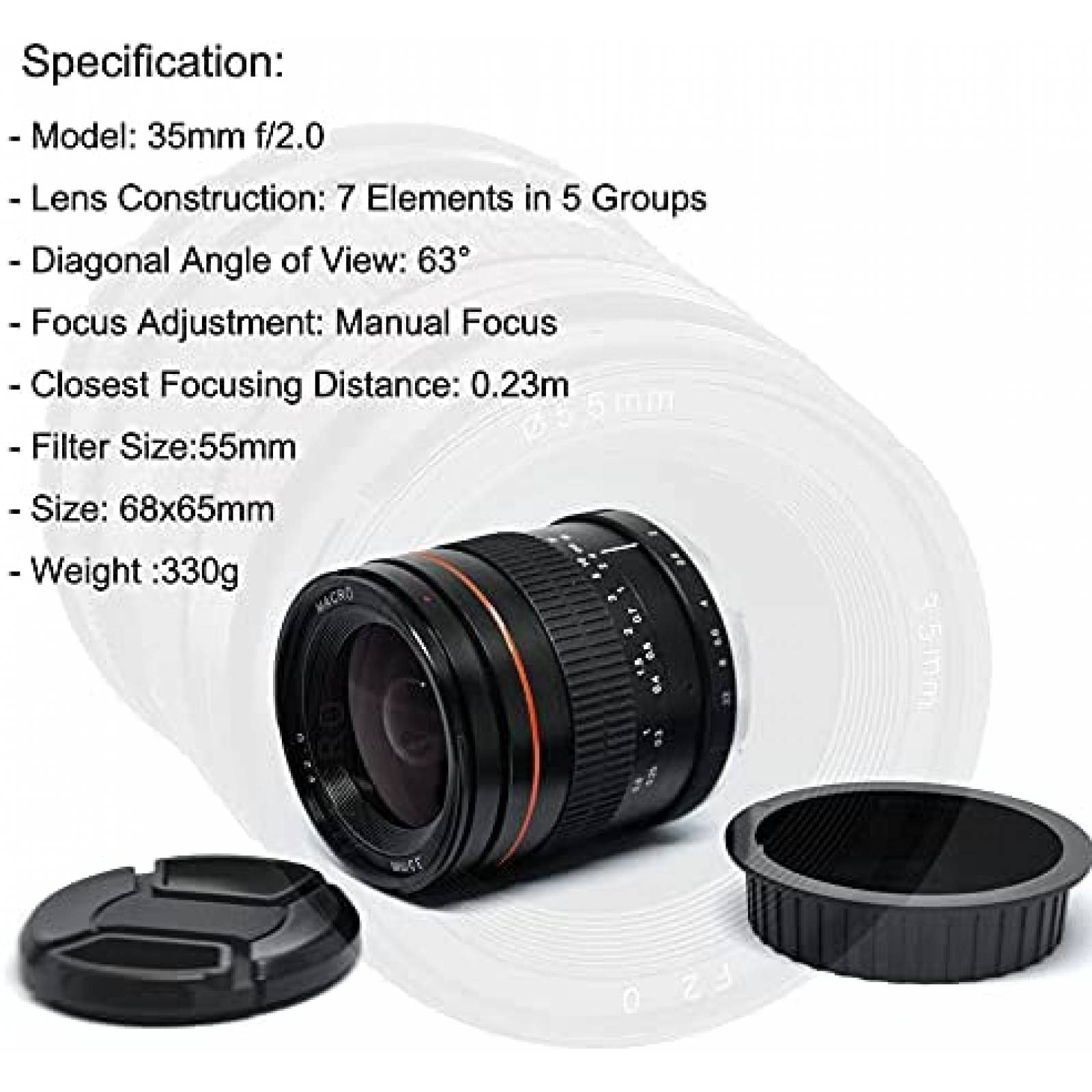 Lente JINTU 35mm f/2.0 MF Enfoque Manual Nikon D780 D850 D90