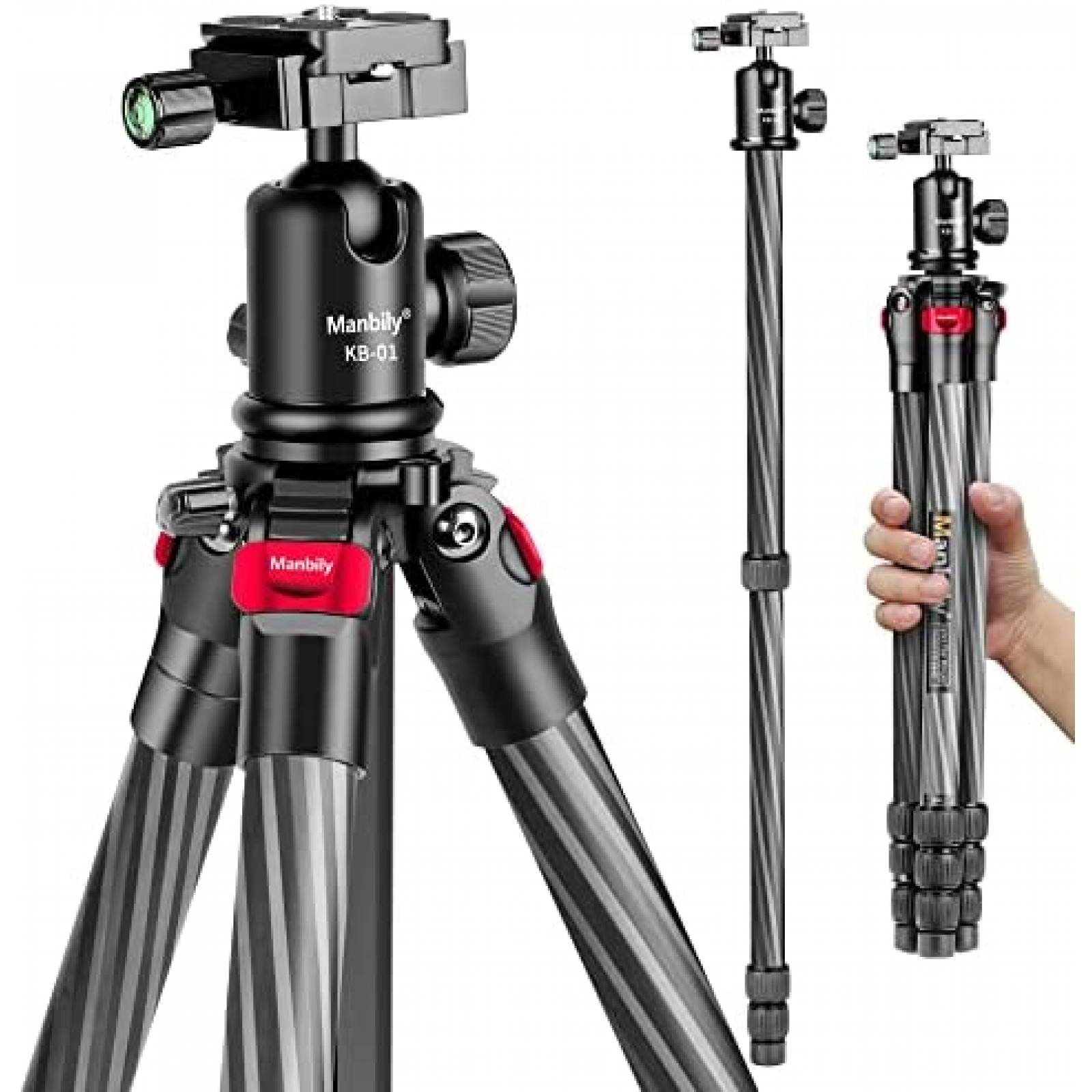 Tripie Manbily YS-254C 63" Fibra Carbono para Camara DSLR