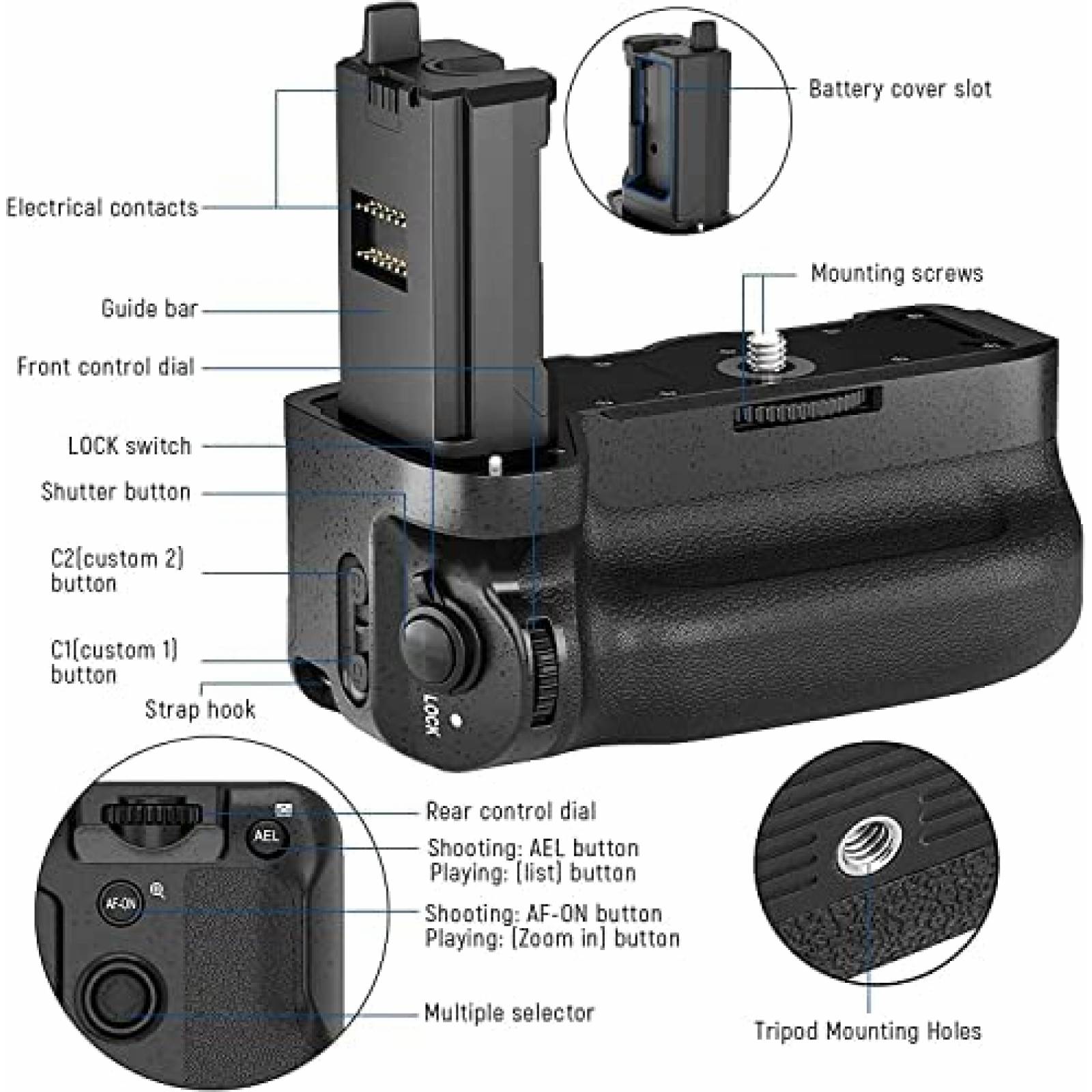 Grip para Bateria de Camara NEEWER NP-FZ100 para Sony a7R