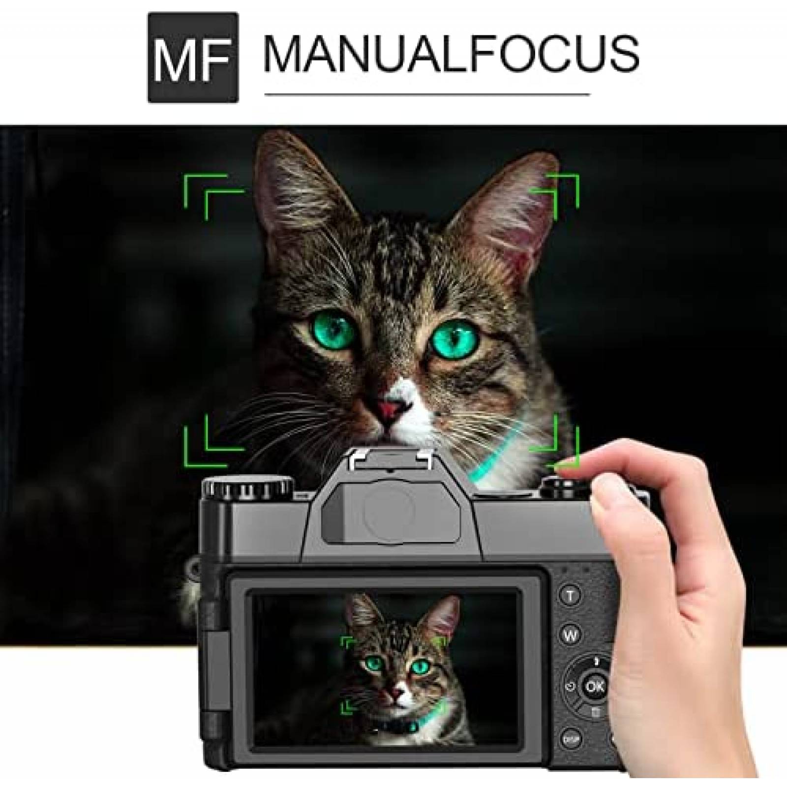 Camara Digital VJIANGER 4K 48MP Vlogging 16x Zoom -Negro