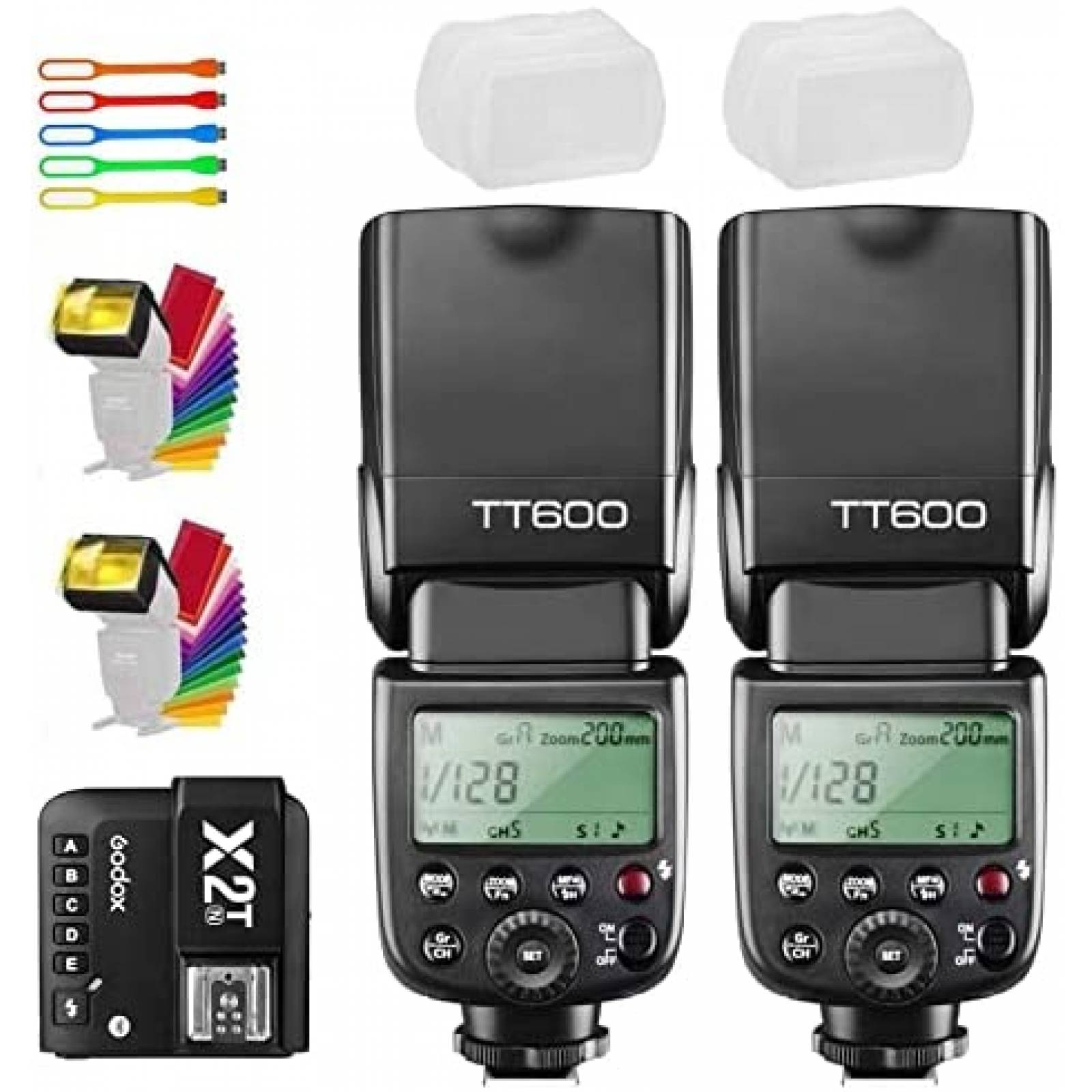 Kit Flash Godox TT600 + accesorios para Nikon Sony -Negro