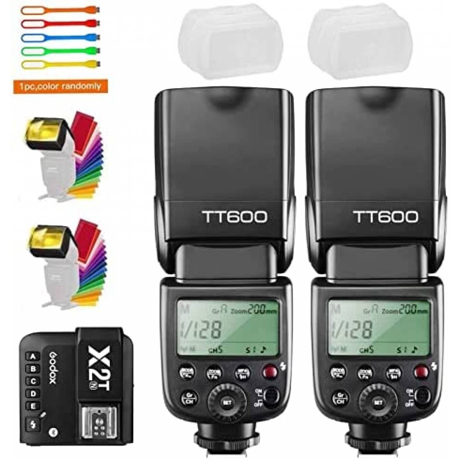 Kit Flash Godox TT600 + accesorios para Nikon Sony -Negro