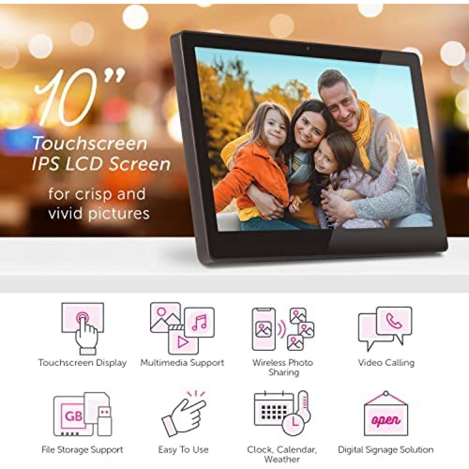 Portaretratos Digital Aluratek 11.6'' Touch Videocall 16GB N