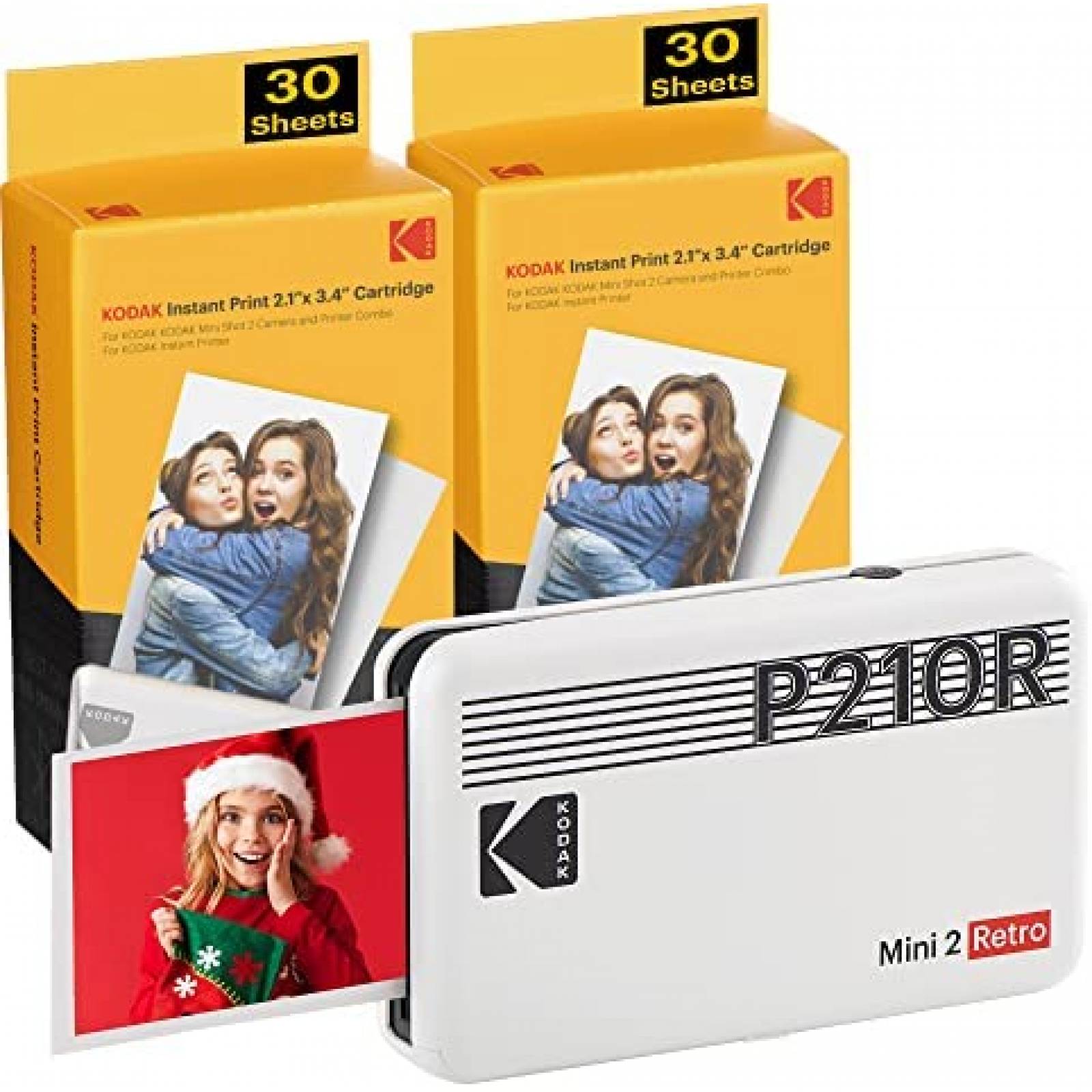 Impresora de Fotos KODAK Mini 2 Retro Incluye 60 Hojas -Bco