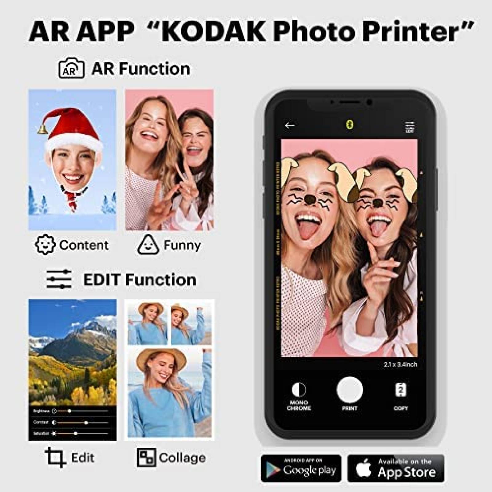 Impresora de Fotos KODAK Mini 2 Retro Incluye 60 Hojas -Bco
